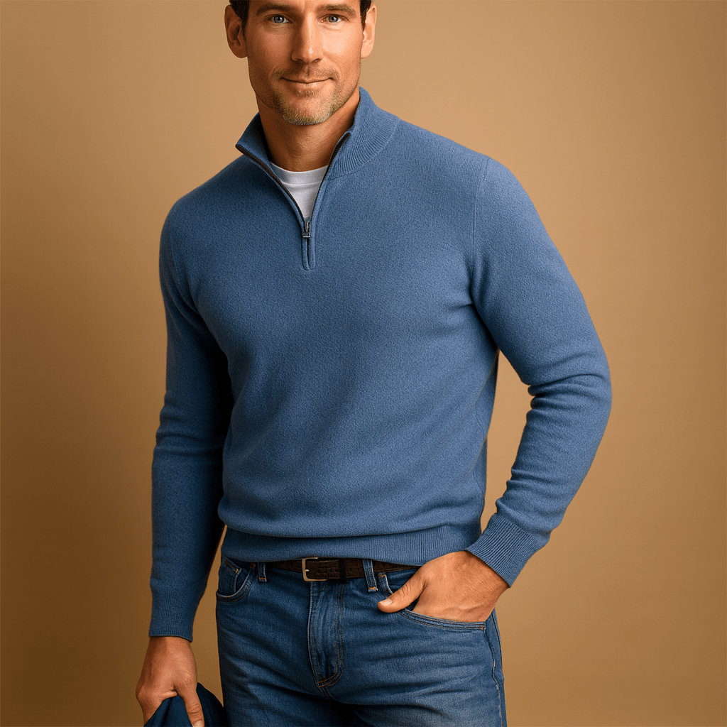 Sweater Men Comfortable Fit Front Zipper Closure for Daily Use