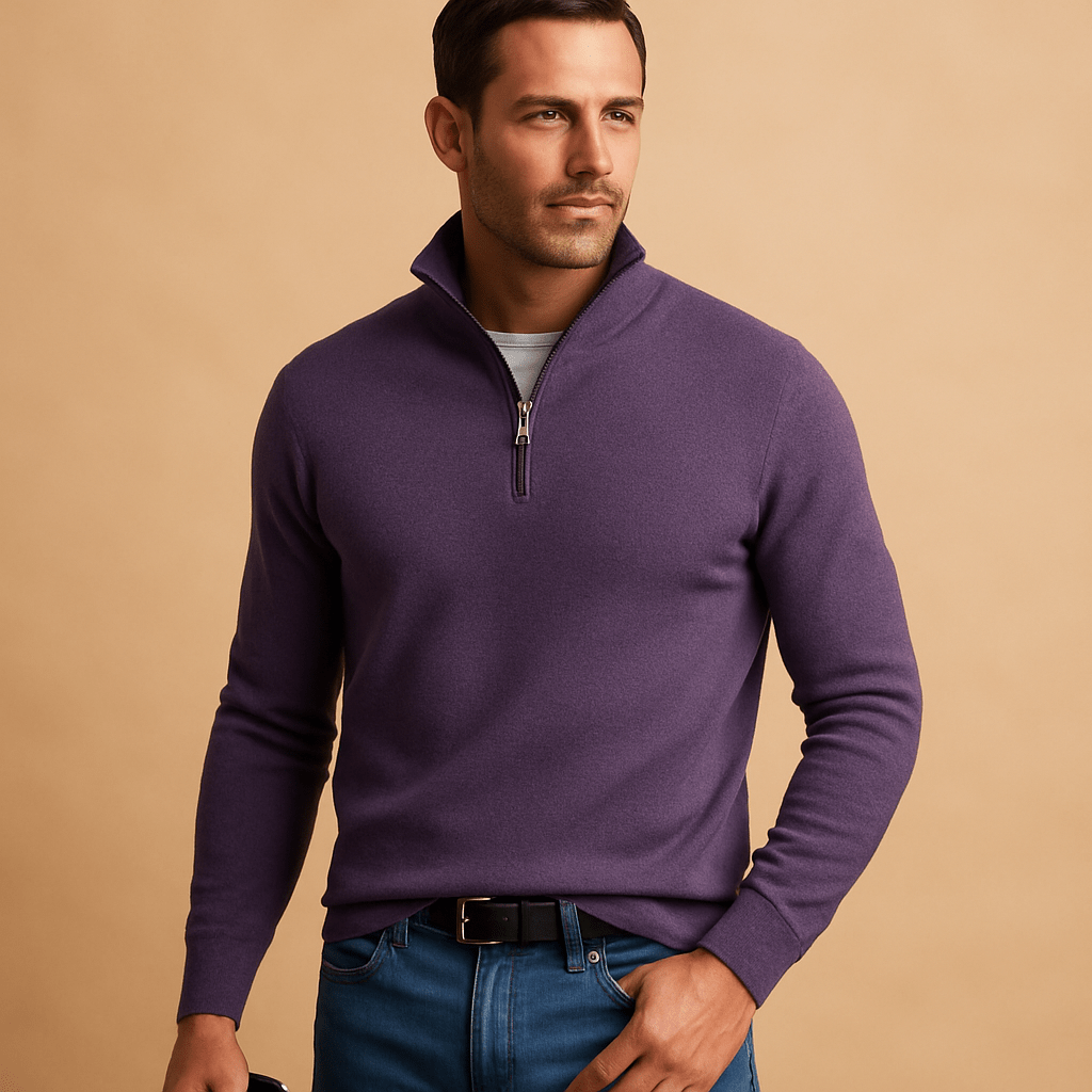 Sweater Men Comfortable Fit Front Zipper Closure for Daily Use