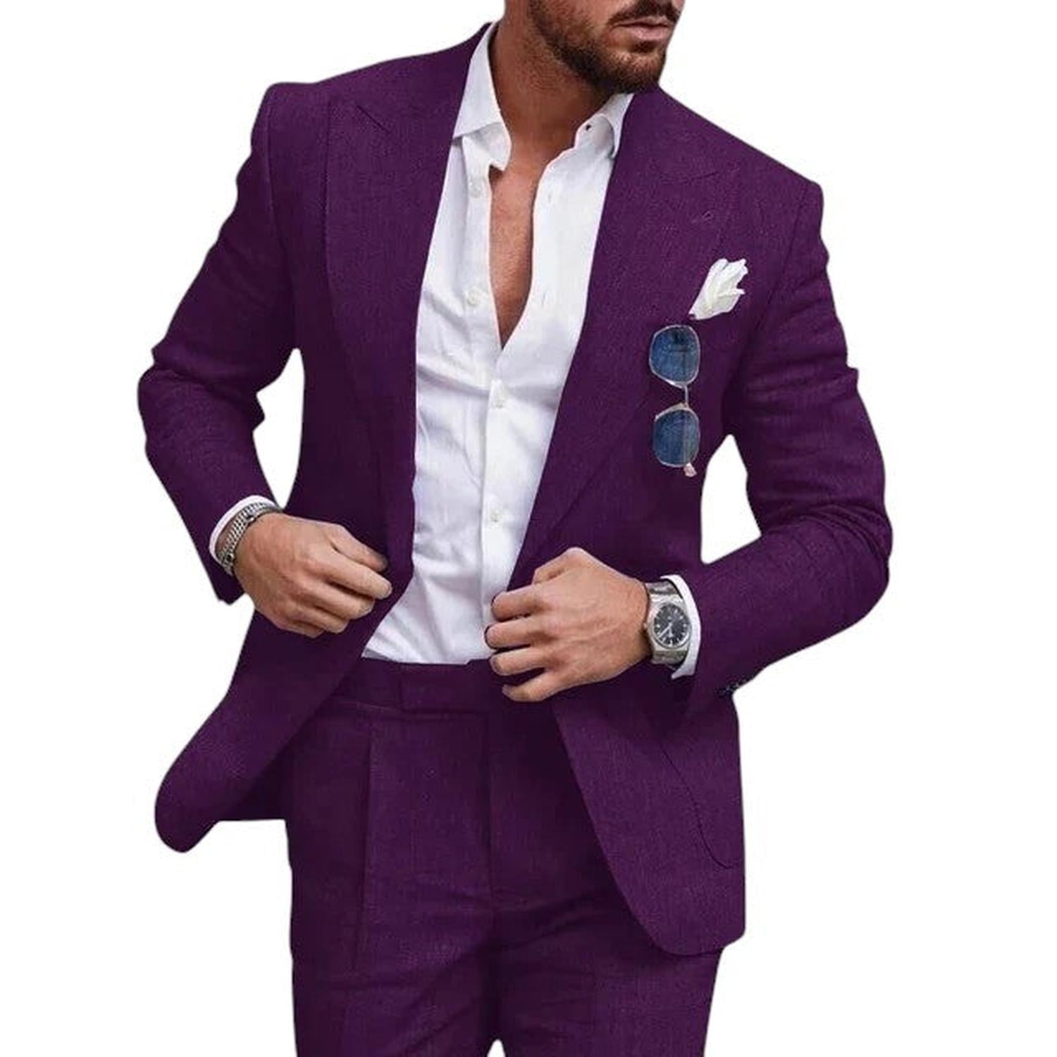 Wedding Suit Men Linen 2-Piece Single-Breasted Summer Set