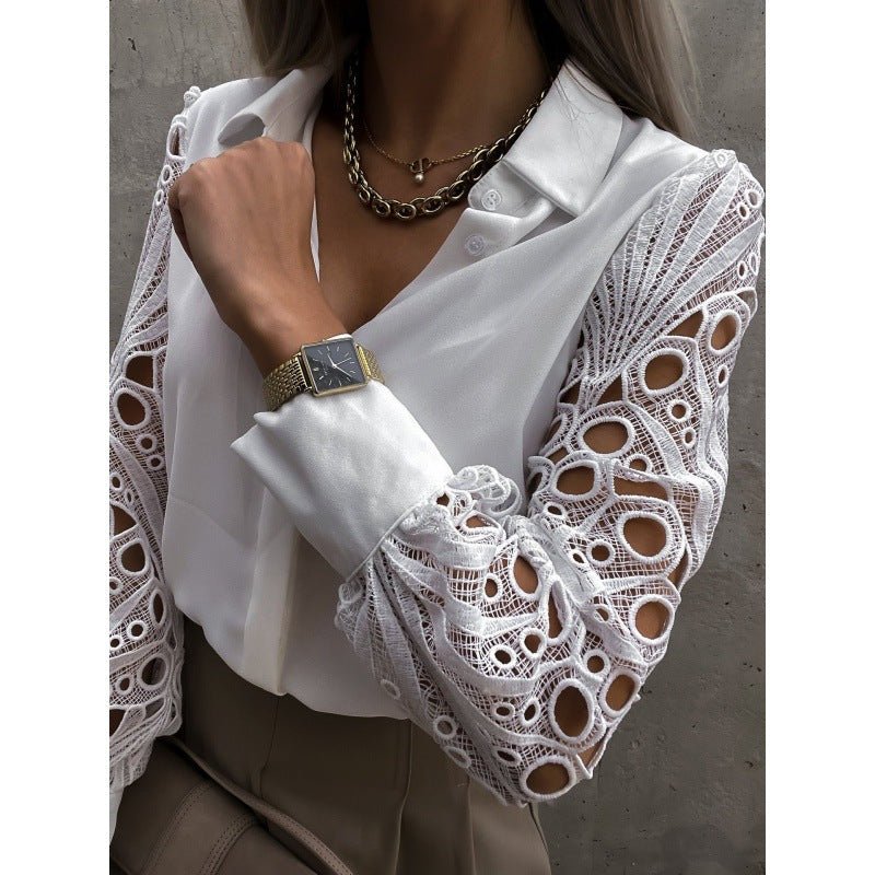 Women Blouse Regular Fit Long Sleeve Collared Button Up