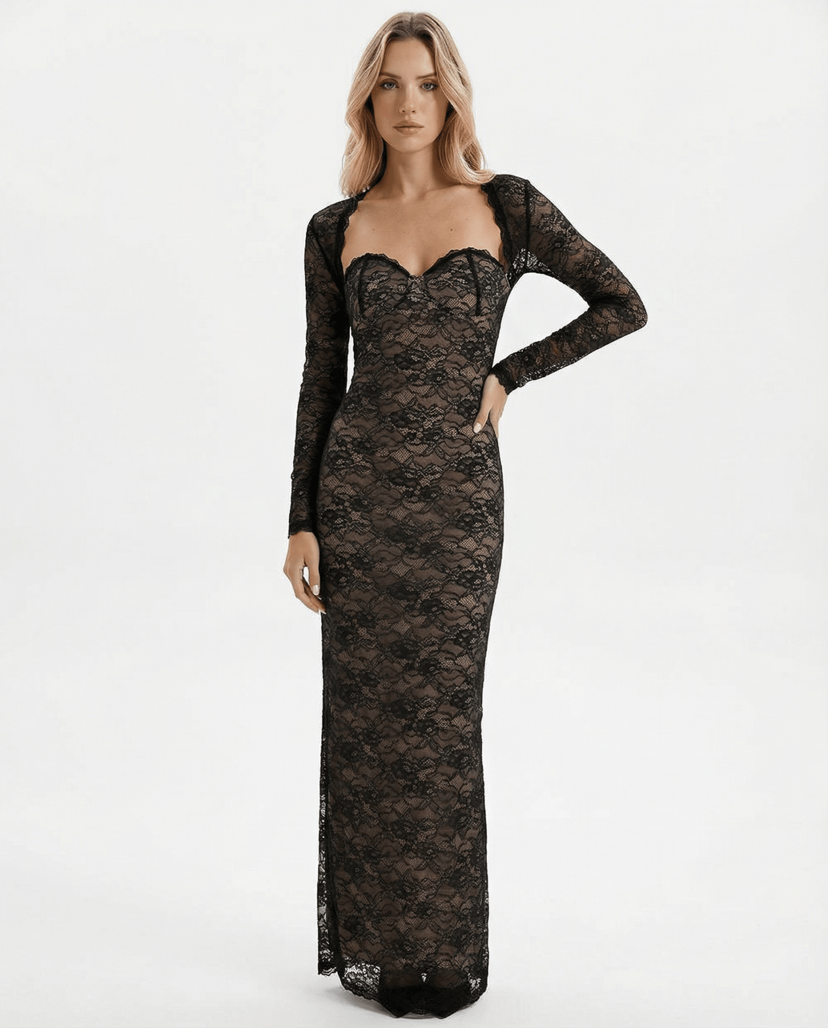 Women Maxi Dress Strapless Neckline Maxi Length Layered Style