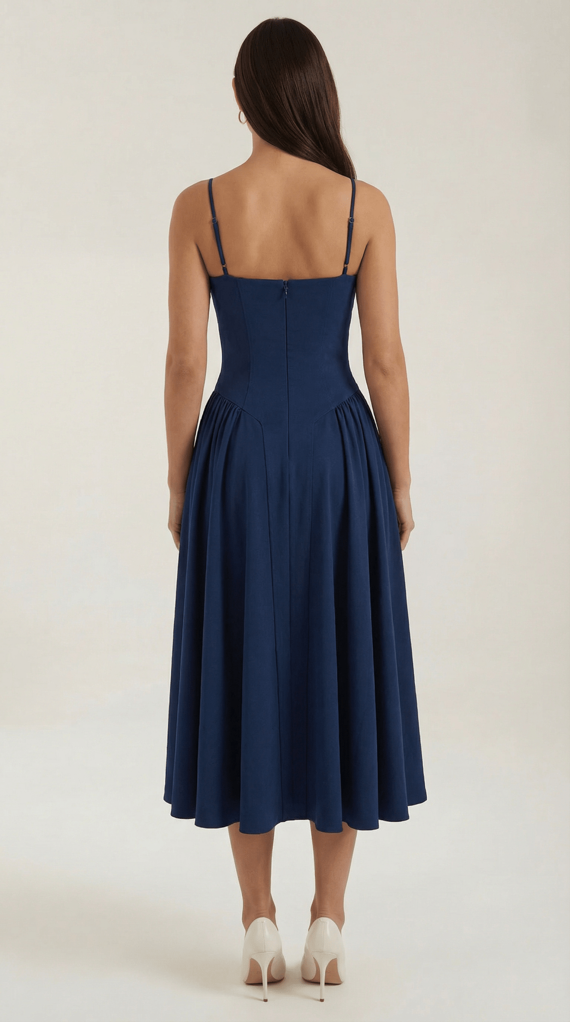 Women Midi Dress Corset Fit Sweetheart Neckline Design