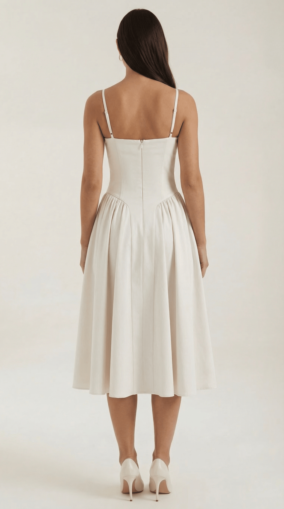 Women Midi Dress Corset Fit Sweetheart Neckline Design