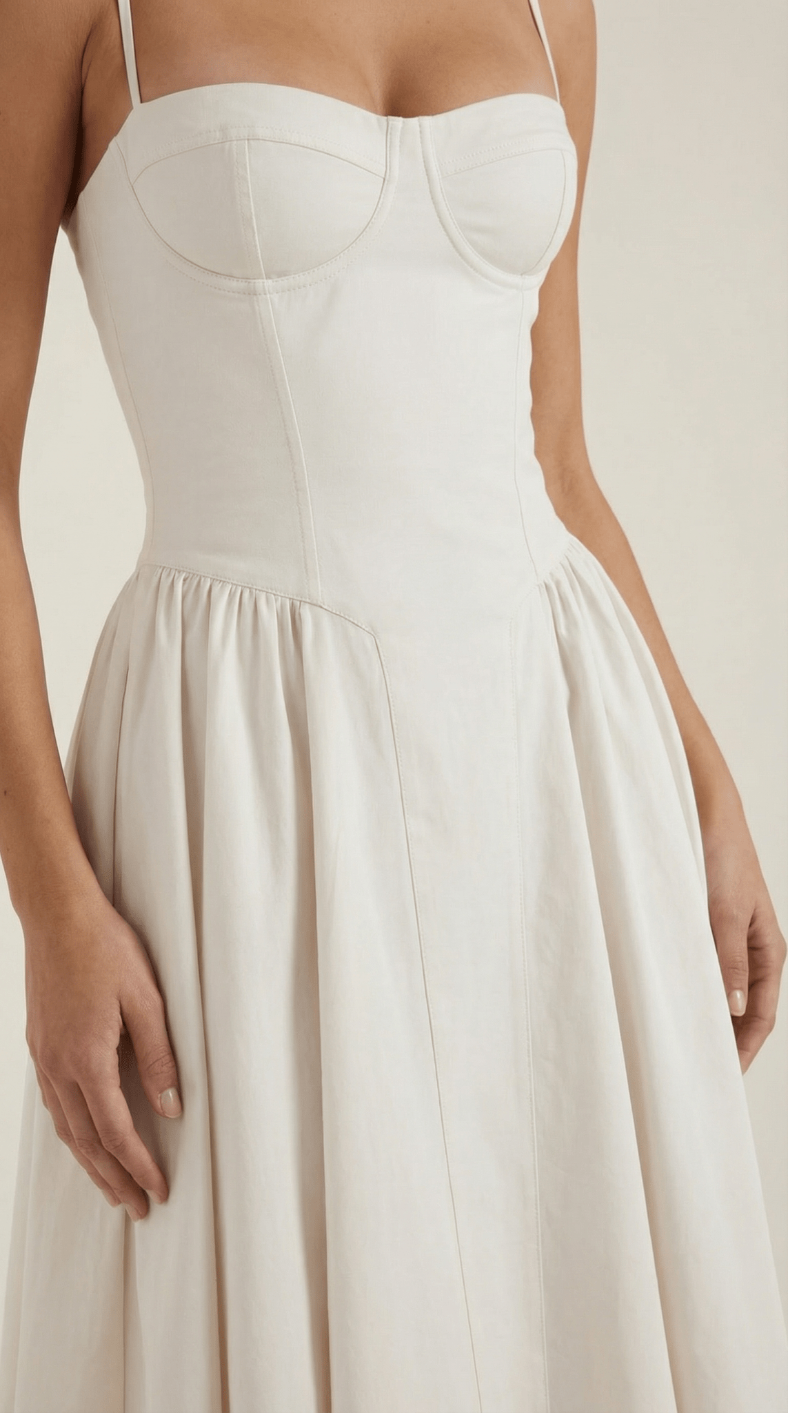 Women Midi Dress Corset Fit Sweetheart Neckline Design