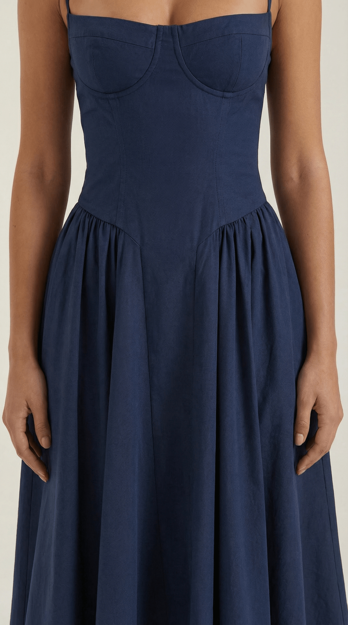 Women Midi Dress Corset Fit Sweetheart Neckline Design