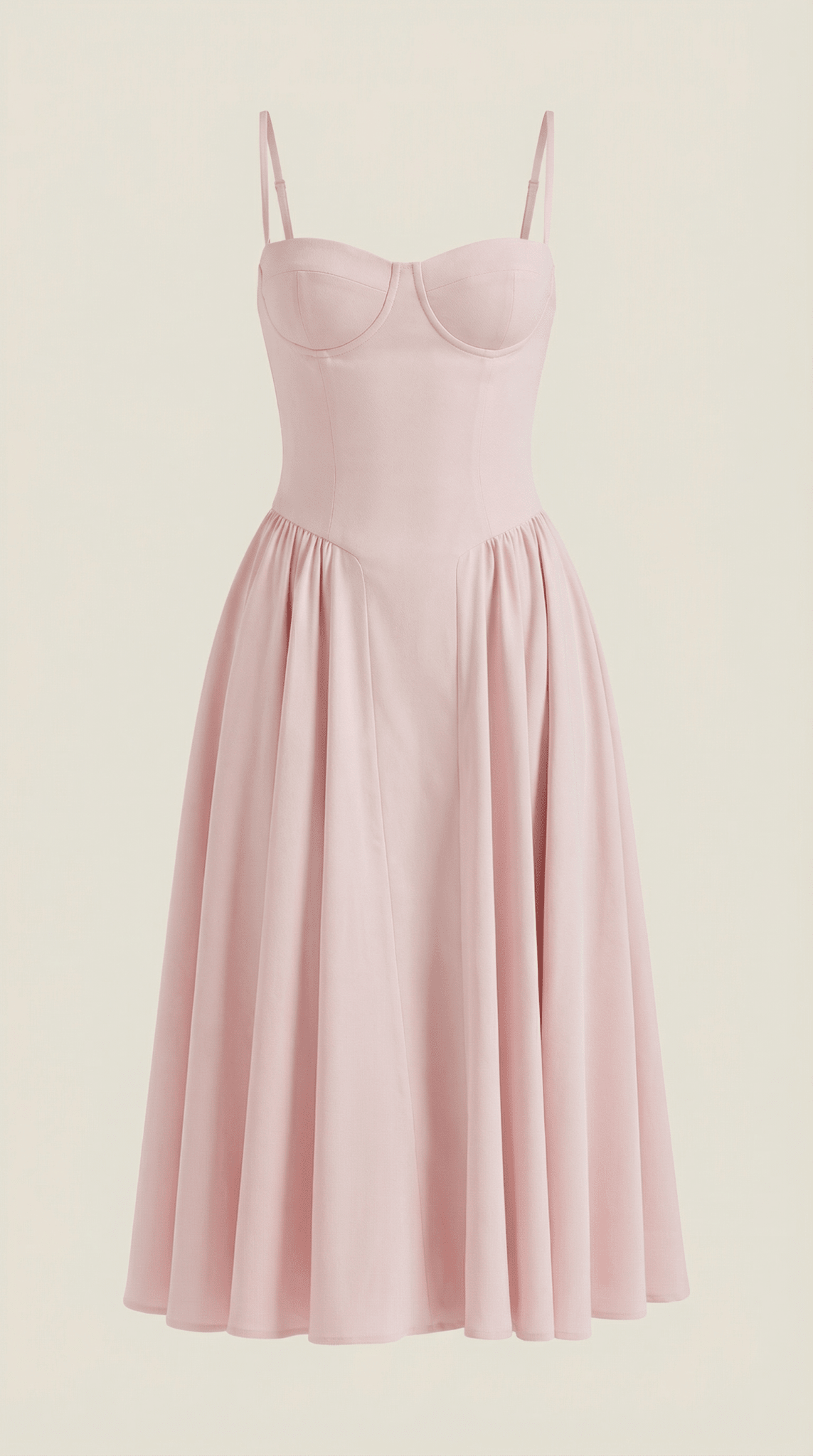 Women Midi Dress Corset Fit Sweetheart Neckline Design
