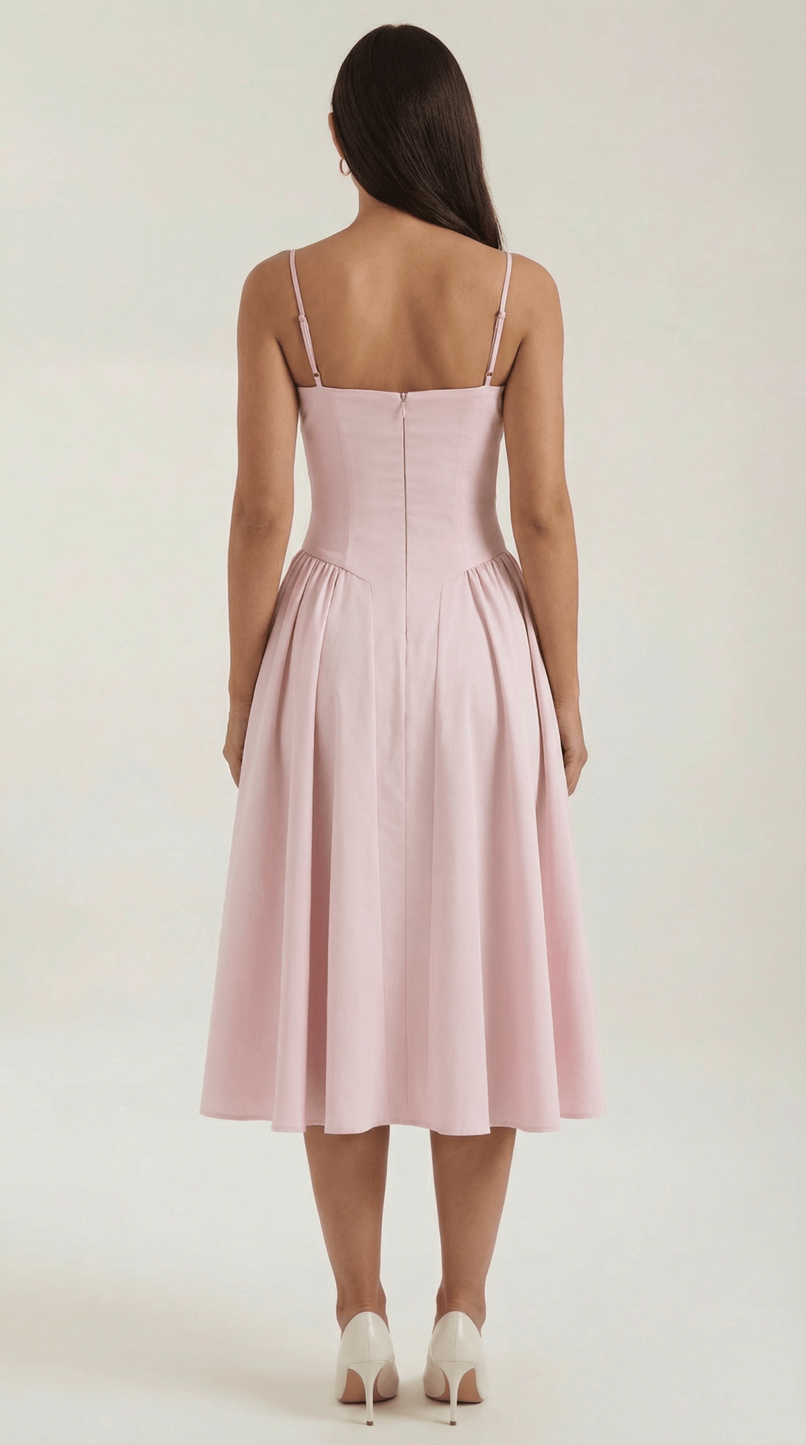 Women Midi Dress Corset Fit Sweetheart Neckline Design