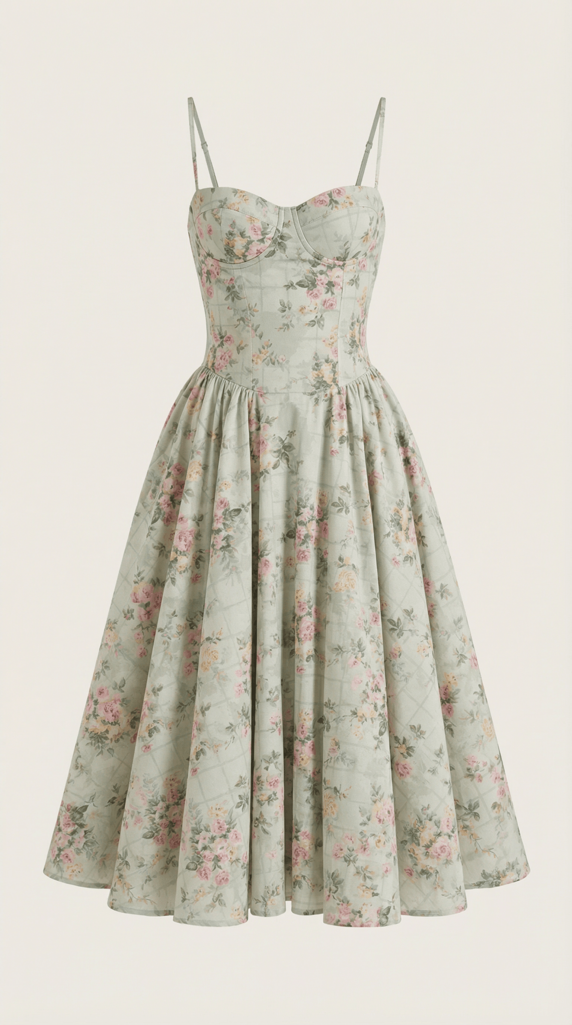 Women Midi Dress Corset Fit Sweetheart Neckline Design