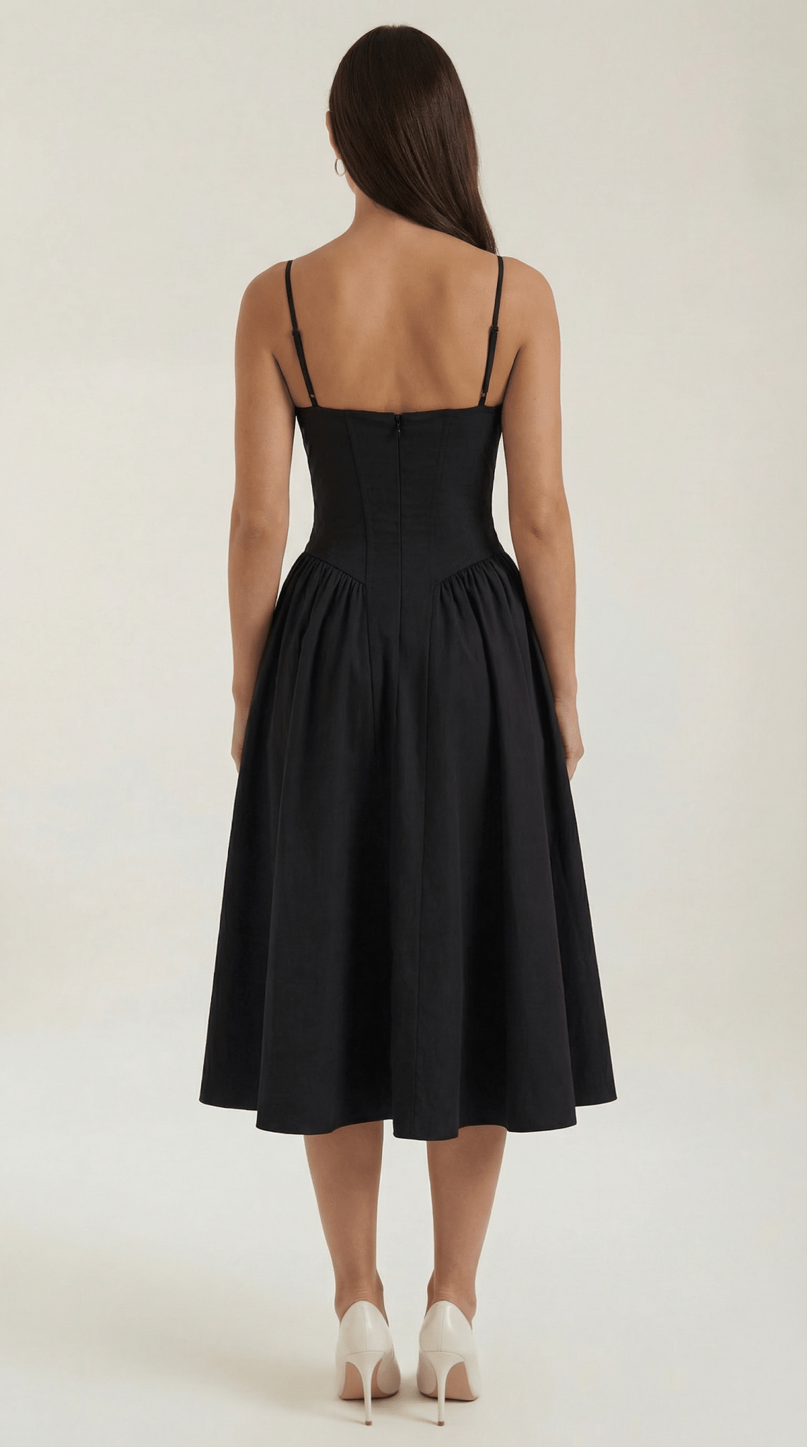 Women Midi Dress Corset Fit Sweetheart Neckline Design