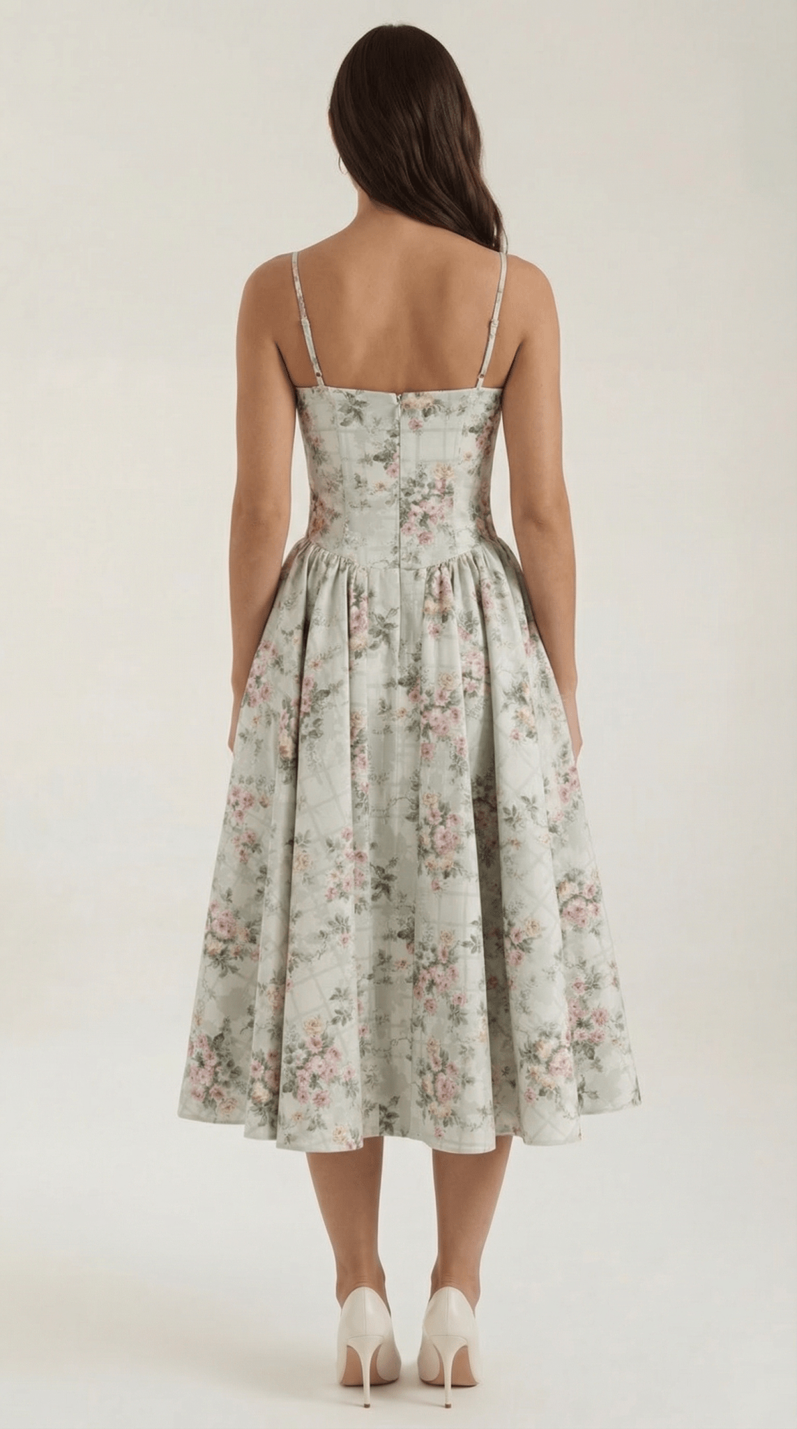 Women Midi Dress Corset Fit Sweetheart Neckline Design