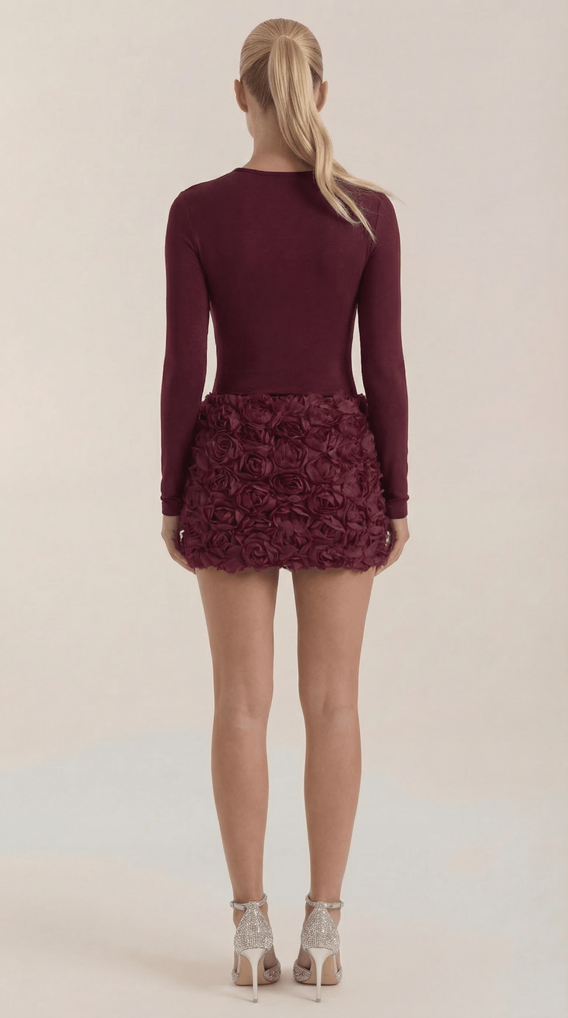 Women Mini Dress Long Sleeve Above Knee Fitted Silhouette