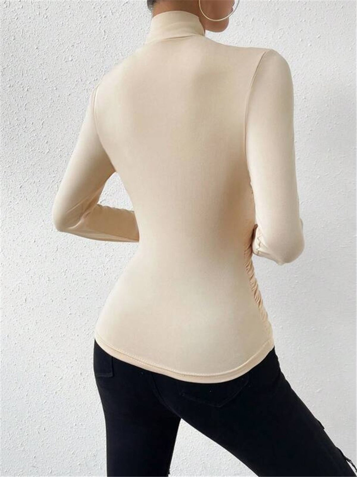 Women Top Slim Fit Long Sleeve Crossover Front Detail