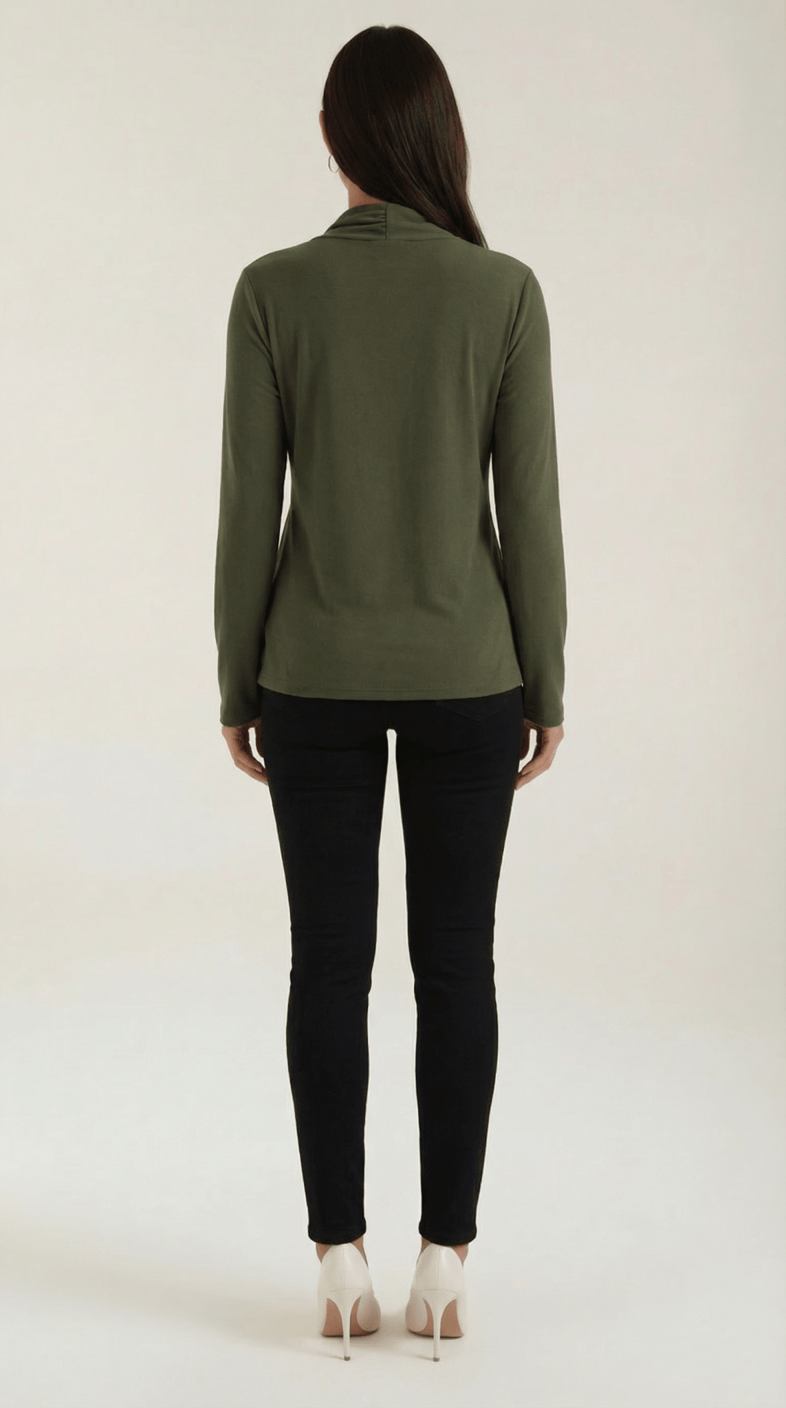 Women's Blouse — Long Sleeve Stand-Up Collar Regular Fit