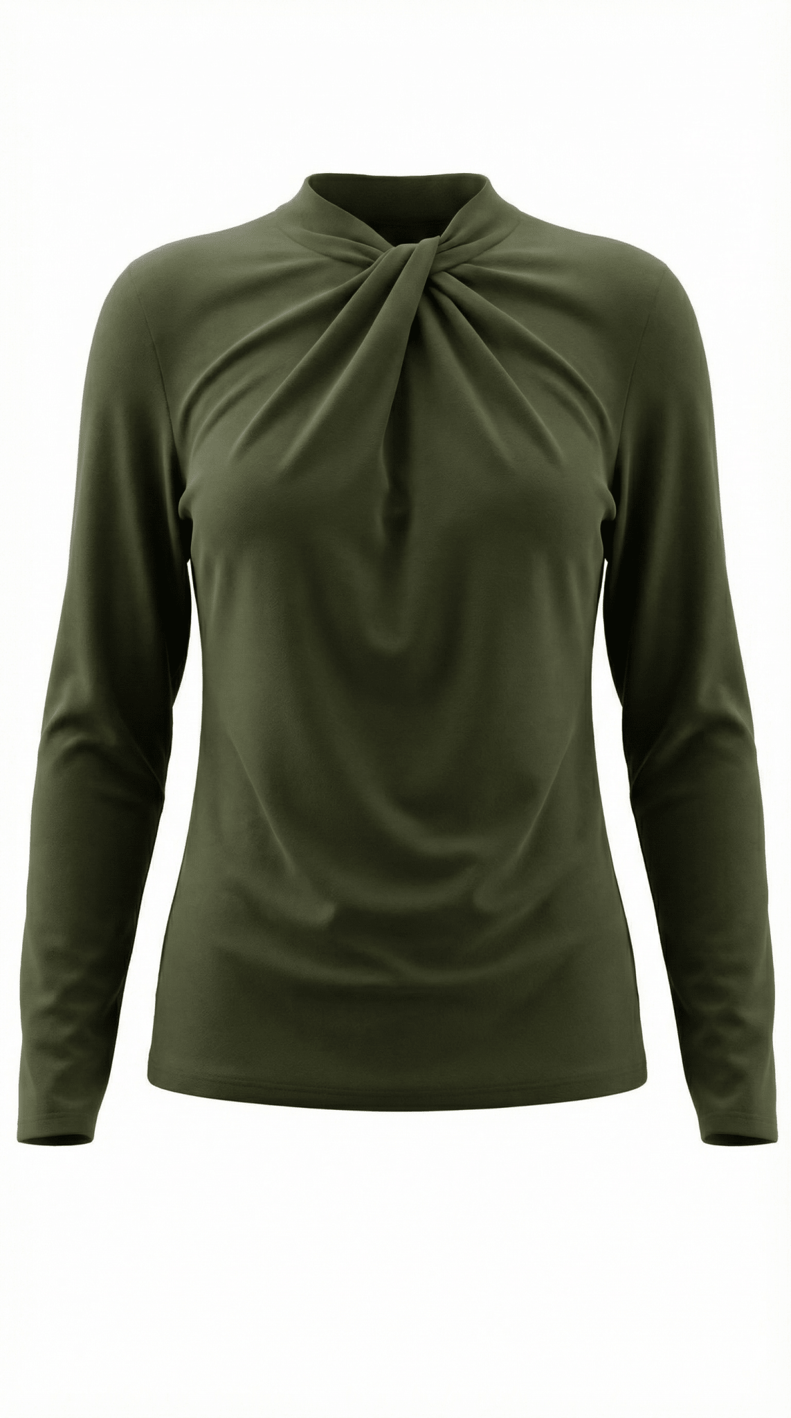 Women's Blouse — Long Sleeve Stand-Up Collar Regular Fit