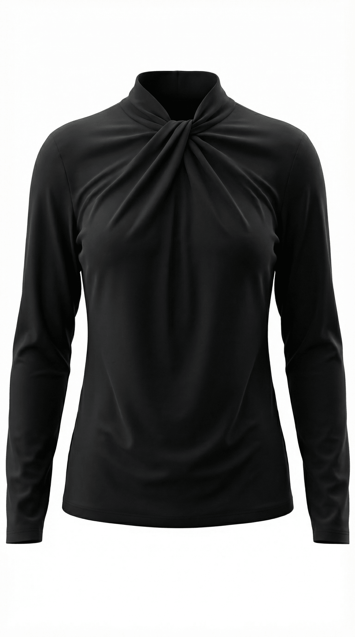 Women's Blouse — Long Sleeve Stand-Up Collar Regular Fit