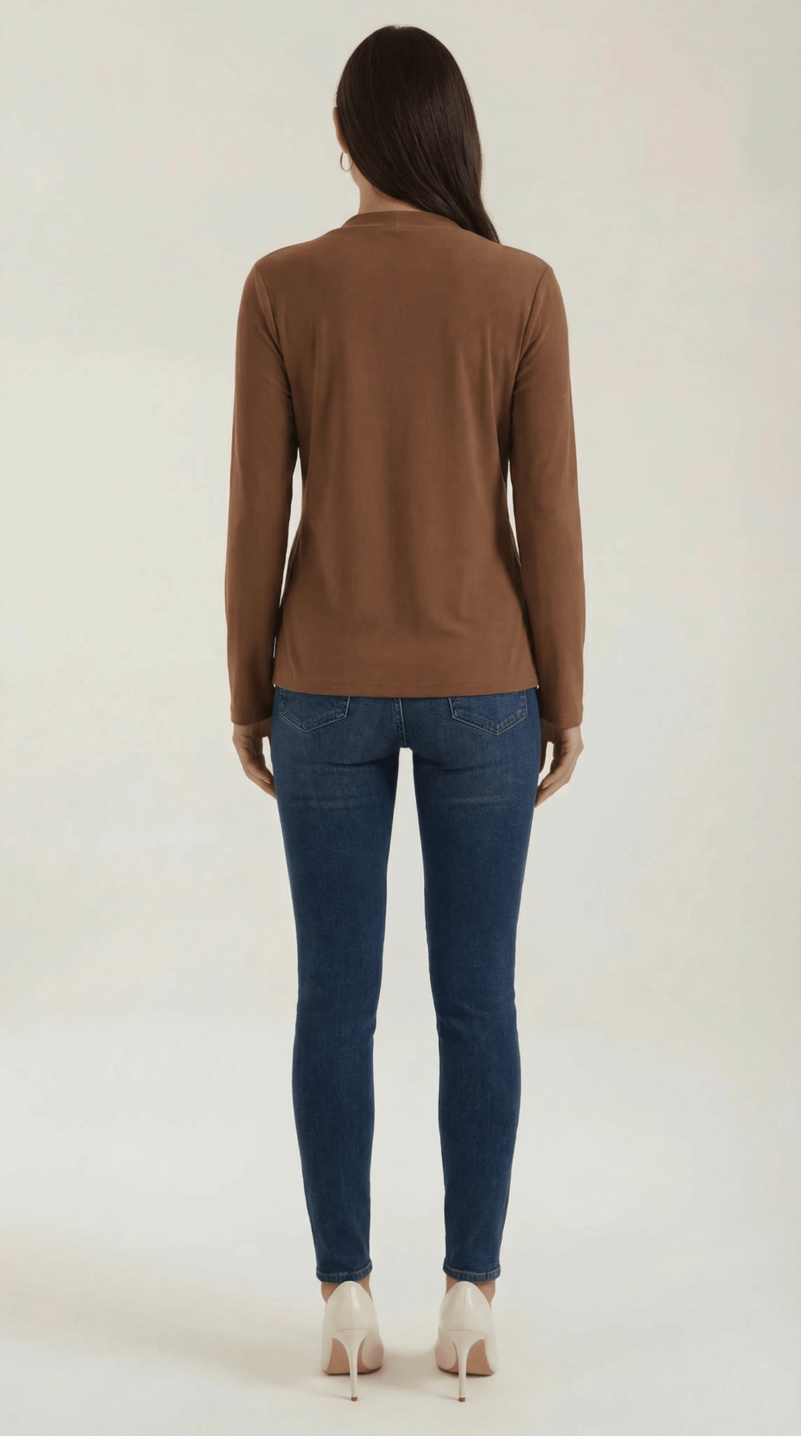 Women's Blouse — Long Sleeve Stand-Up Collar Regular Fit