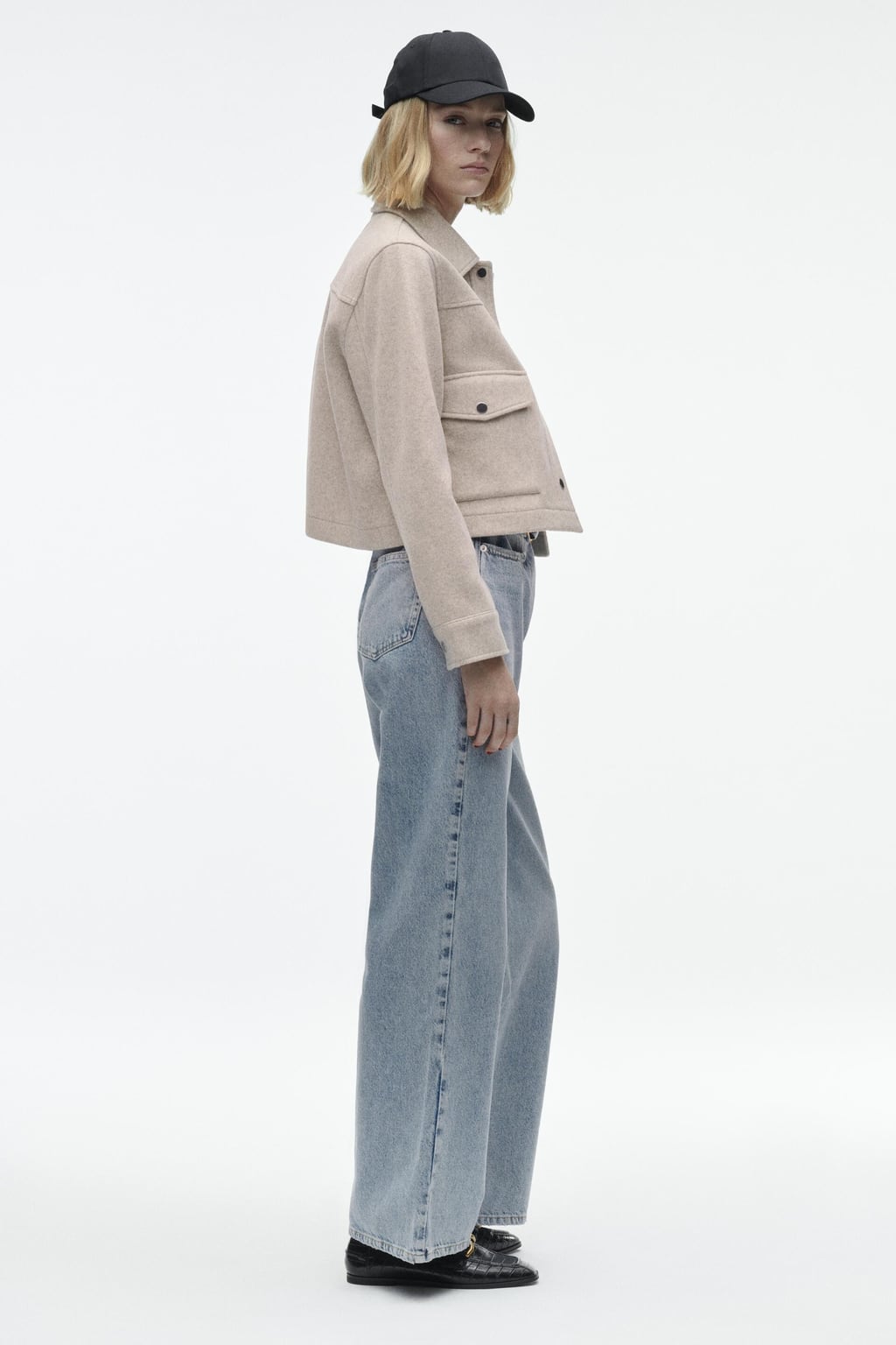Women's Cropped Jacket — Fitted Classic Collar Flap Pockets