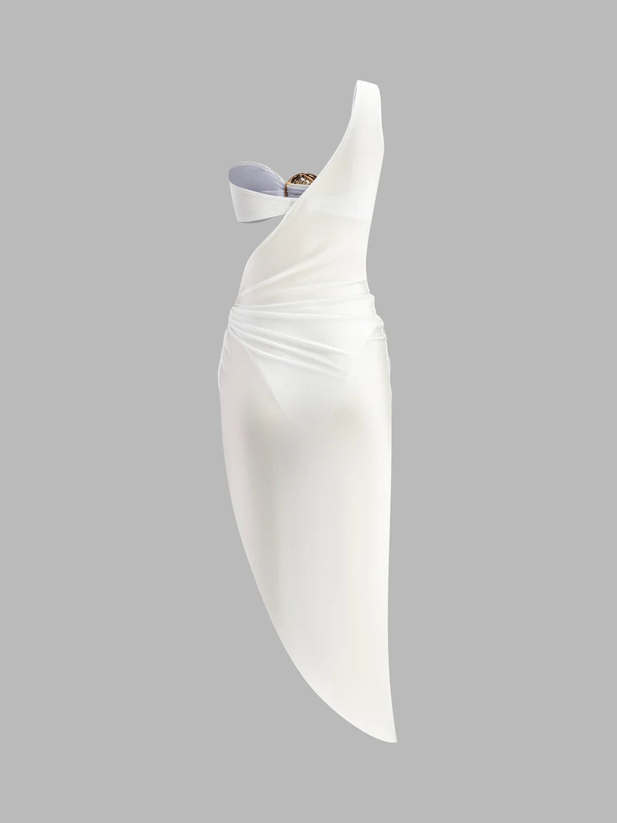 Women's Cut-Out Dress — One Shoulder Draped Satin Long Length