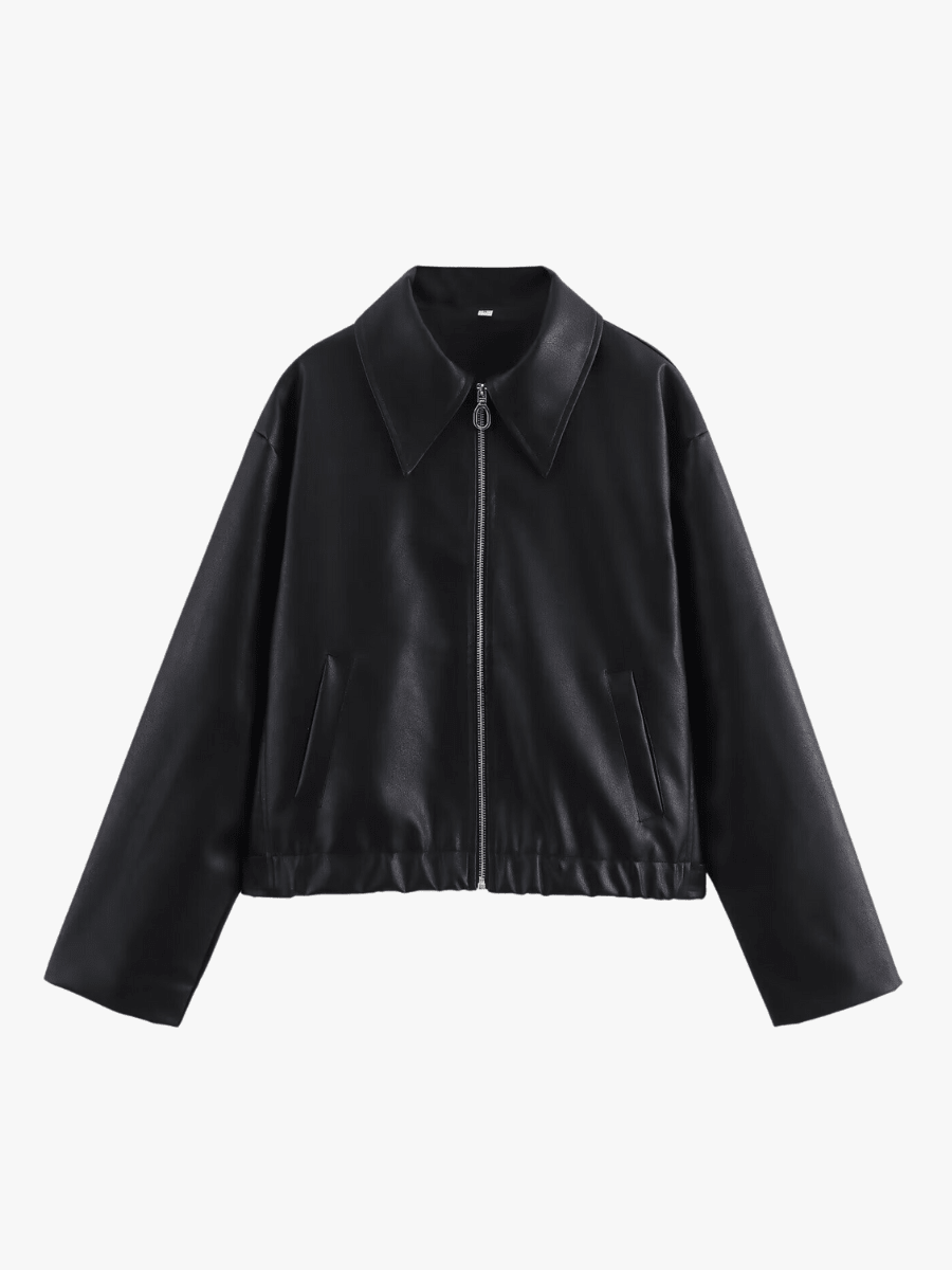 Women's Jacket — Front Zipper Closure Collared Neckline