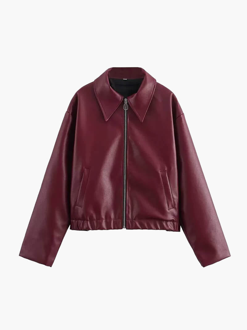 Women's Jacket — Front Zipper Closure Collared Neckline