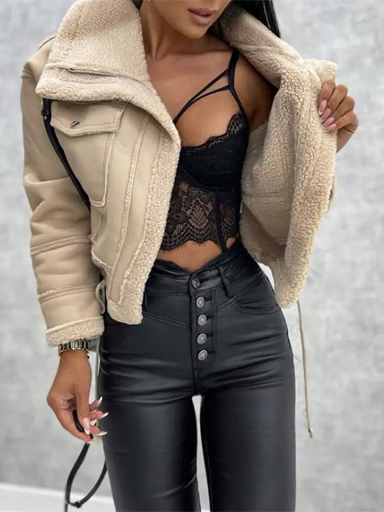 Women's Jacket — Front Zipper Closure With Fleece Lining