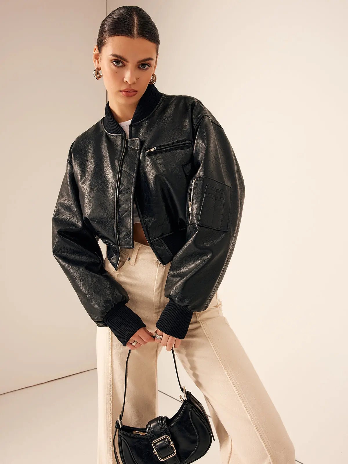 Women's Jacket — Short Length Zipper Closure Zipper Pockets