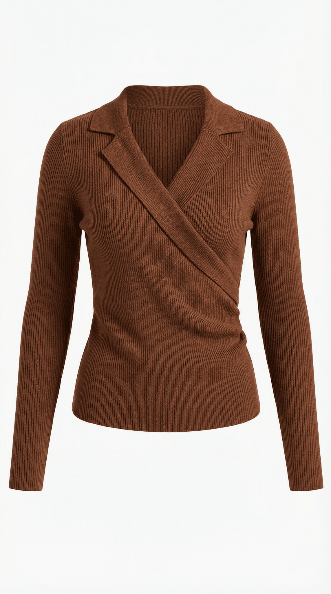 Women's Jumper — Close Fit Wrap Neckline Collar Design
