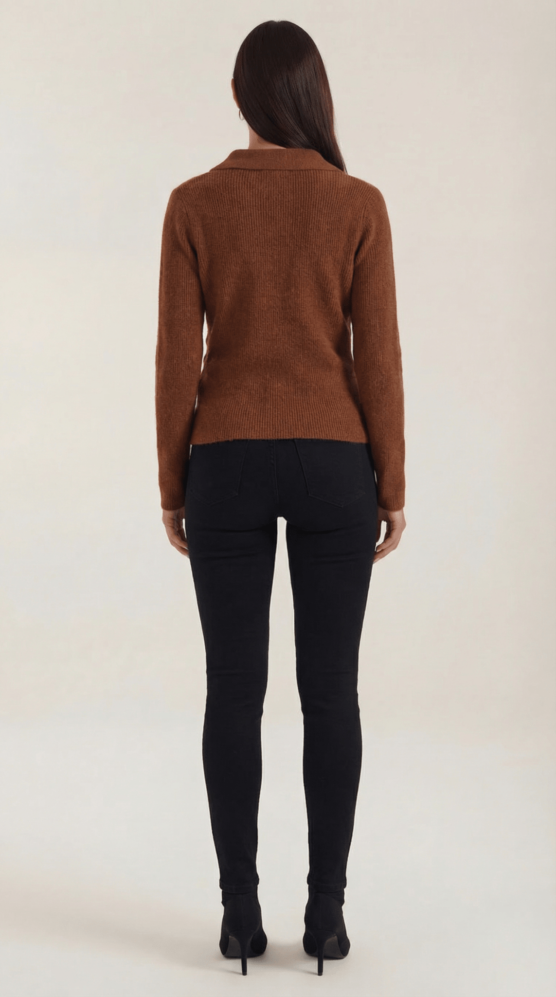 Women's Jumper — Close Fit Wrap Neckline Collar Design