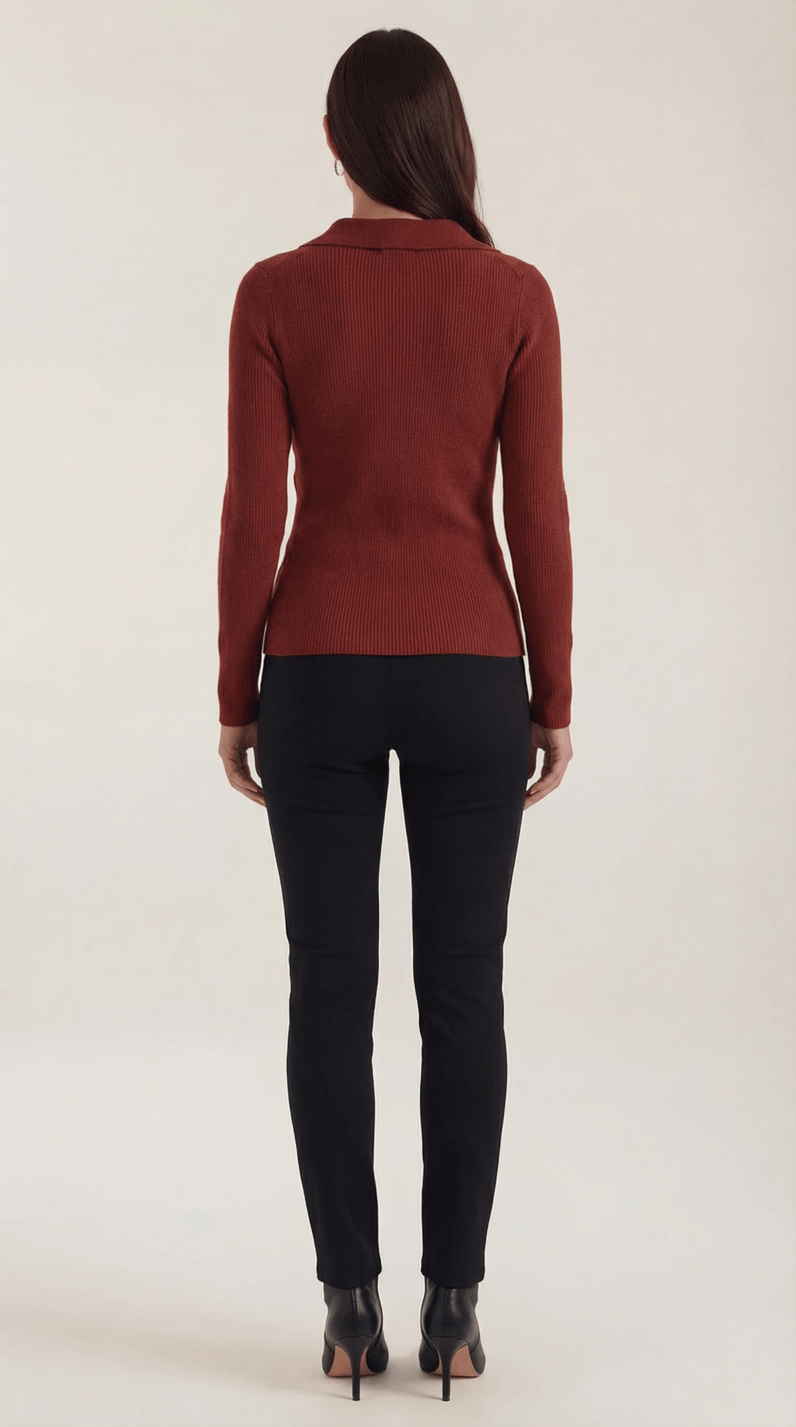 Women's Jumper — Close Fit Wrap Neckline Collar Design