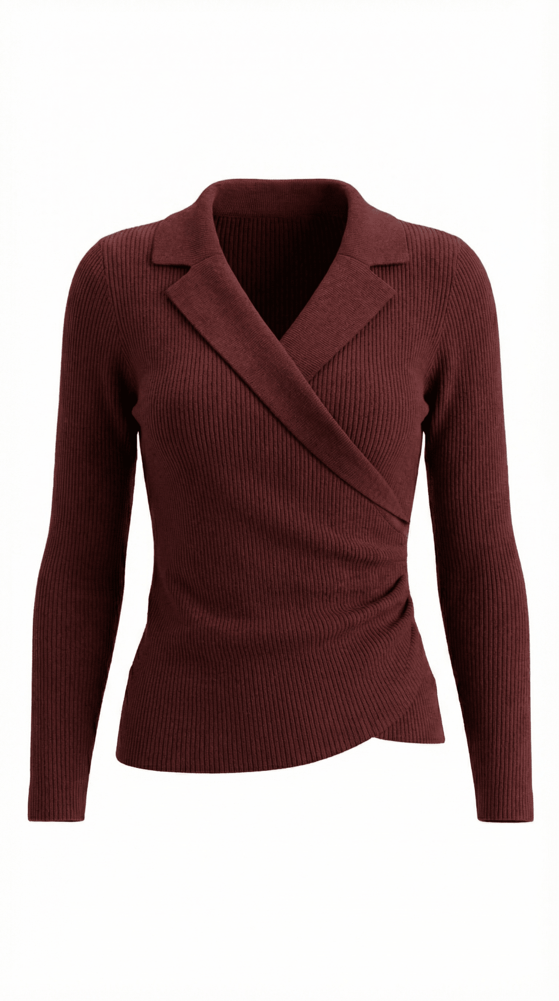 Women's Jumper — Close Fit Wrap Neckline Collar Design