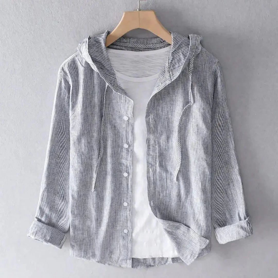 Women's Linen Shirt - Regular Fit Long Sleeve Button Closure
