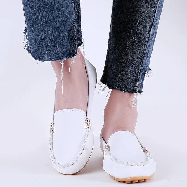 Women's Loafers — Slip-On Flat Sole Closed Upper Minimal Design