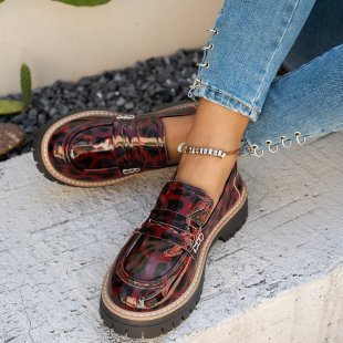 Women's Loafers — Slip-On Thick Sole Tread Outsole Design