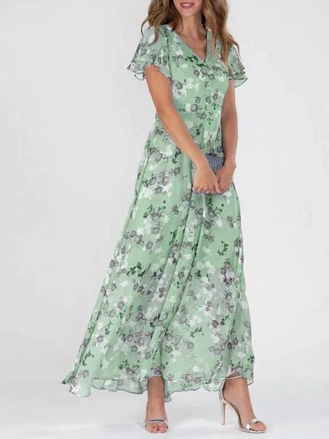 Women's Maxi Dress — One-Shoulder Neckline Bow Detail Design