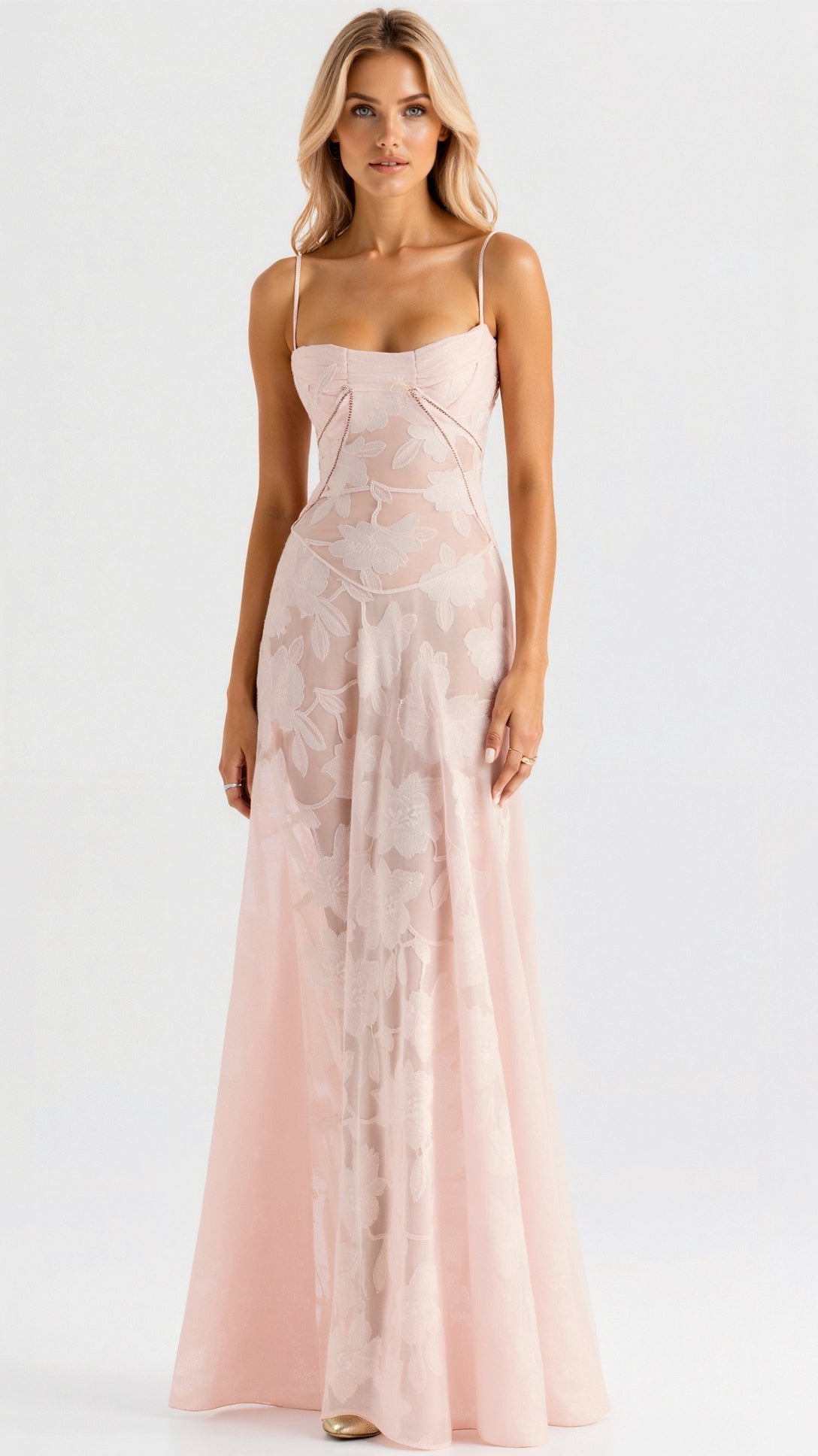 Women's Maxi Dress — Spaghetti Strap Corset Bodice Design