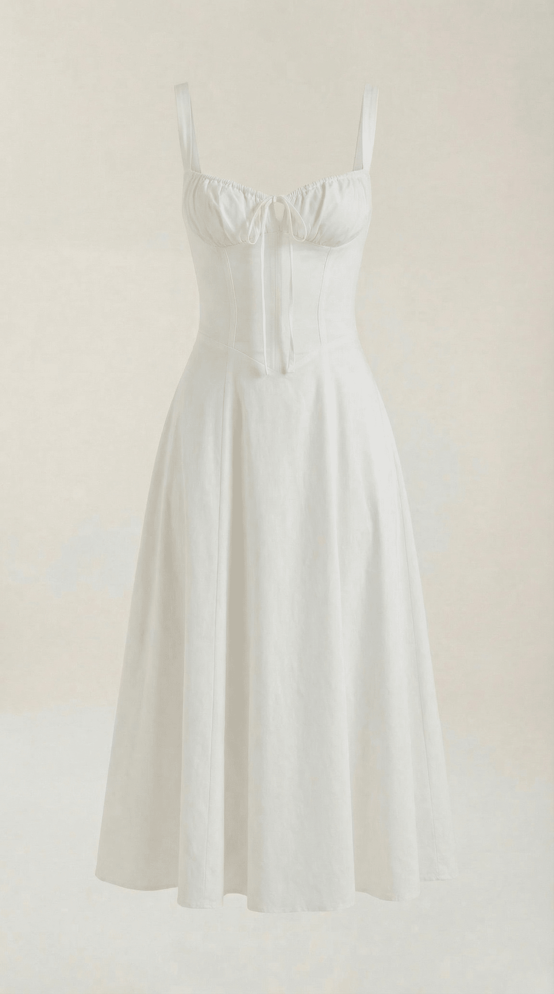 Women's Midi Dress - A-Line Sweetheart Neckline Lace-Up Front