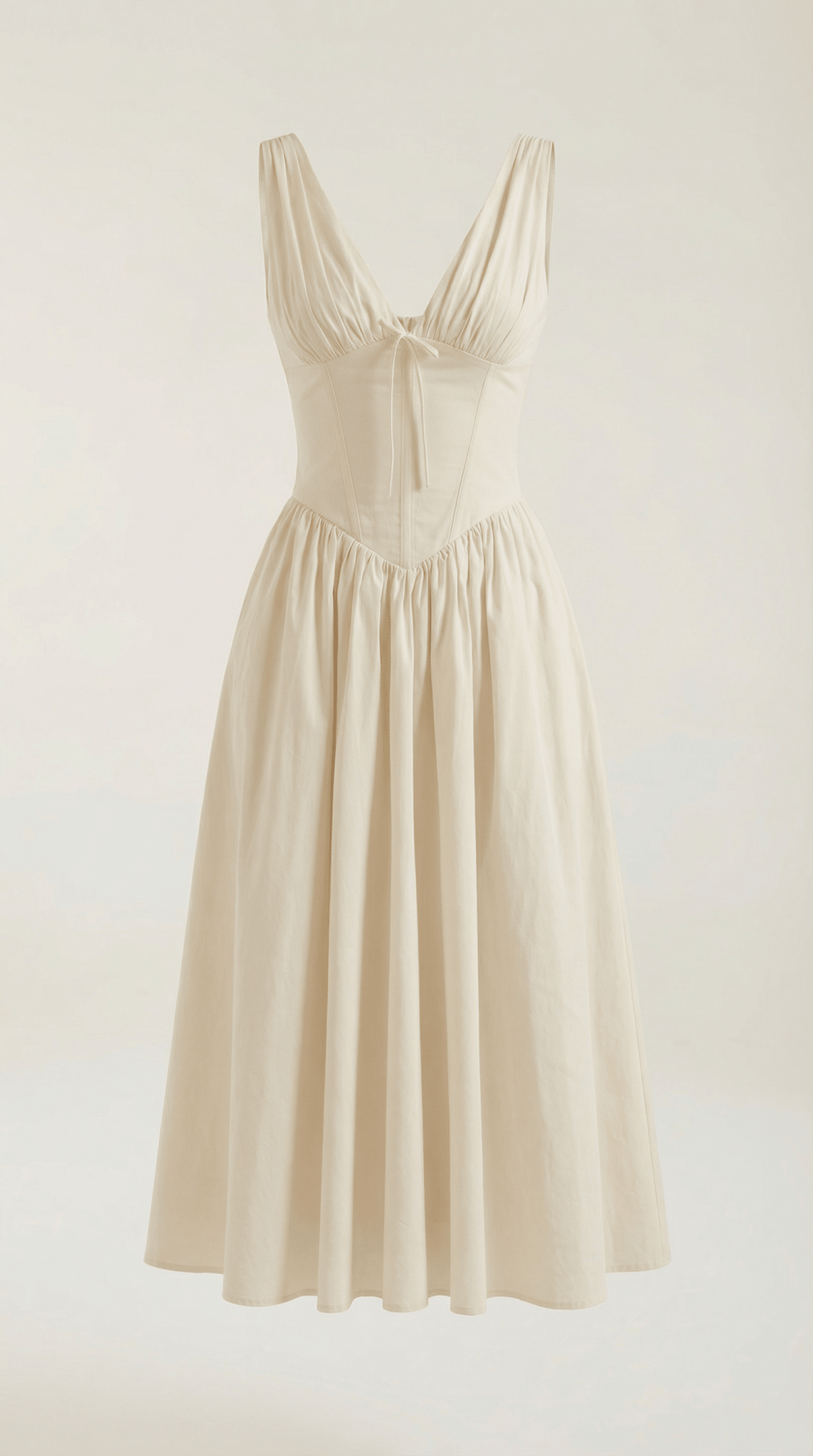 Women's Midi Dress - Fitted Bodice & V-Neckline