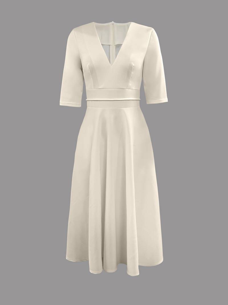 Women's Midi Dress — Flared Fit Sleeveless Round Neckline Design
