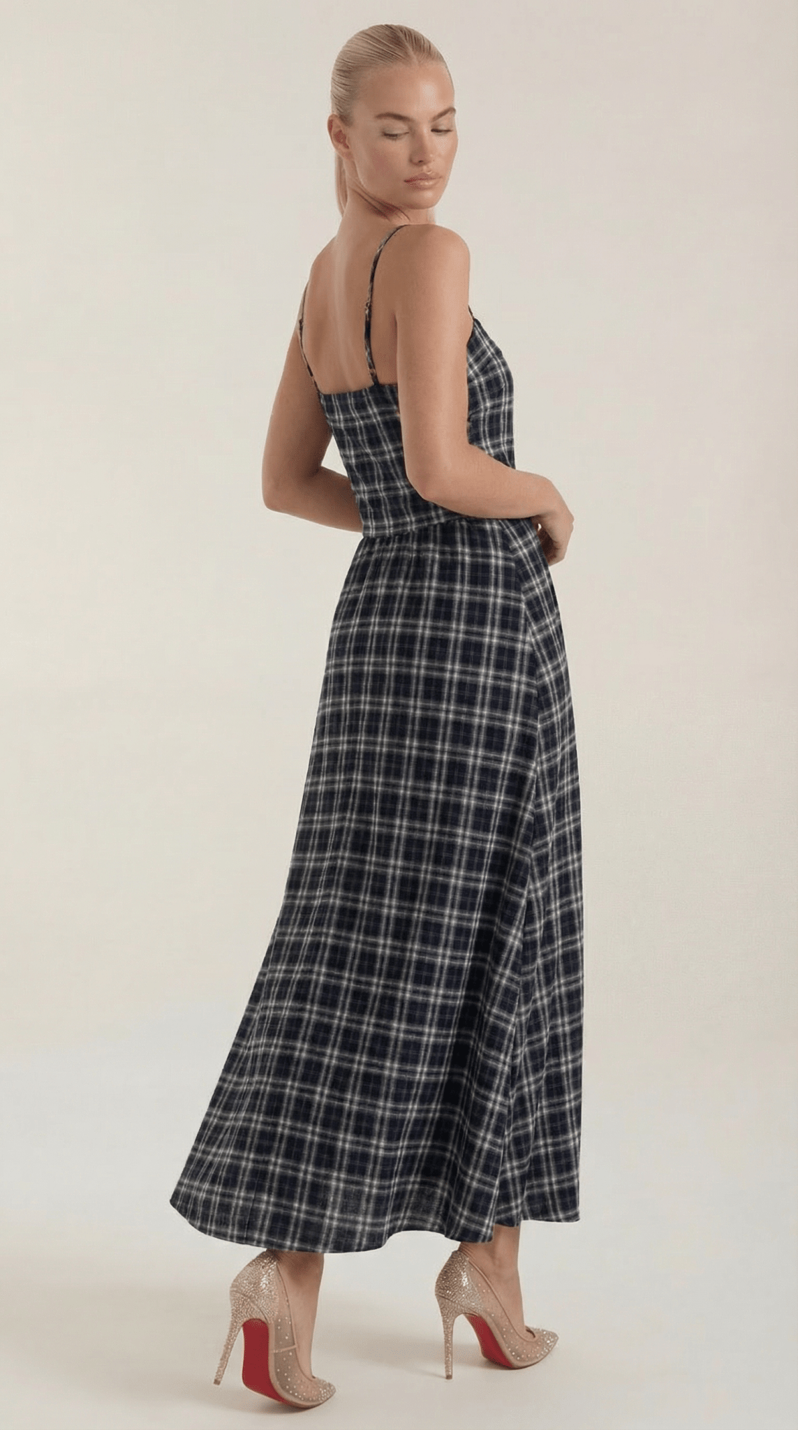Women's Midi Dress - Square Neckline Sleeveless Loose Fit