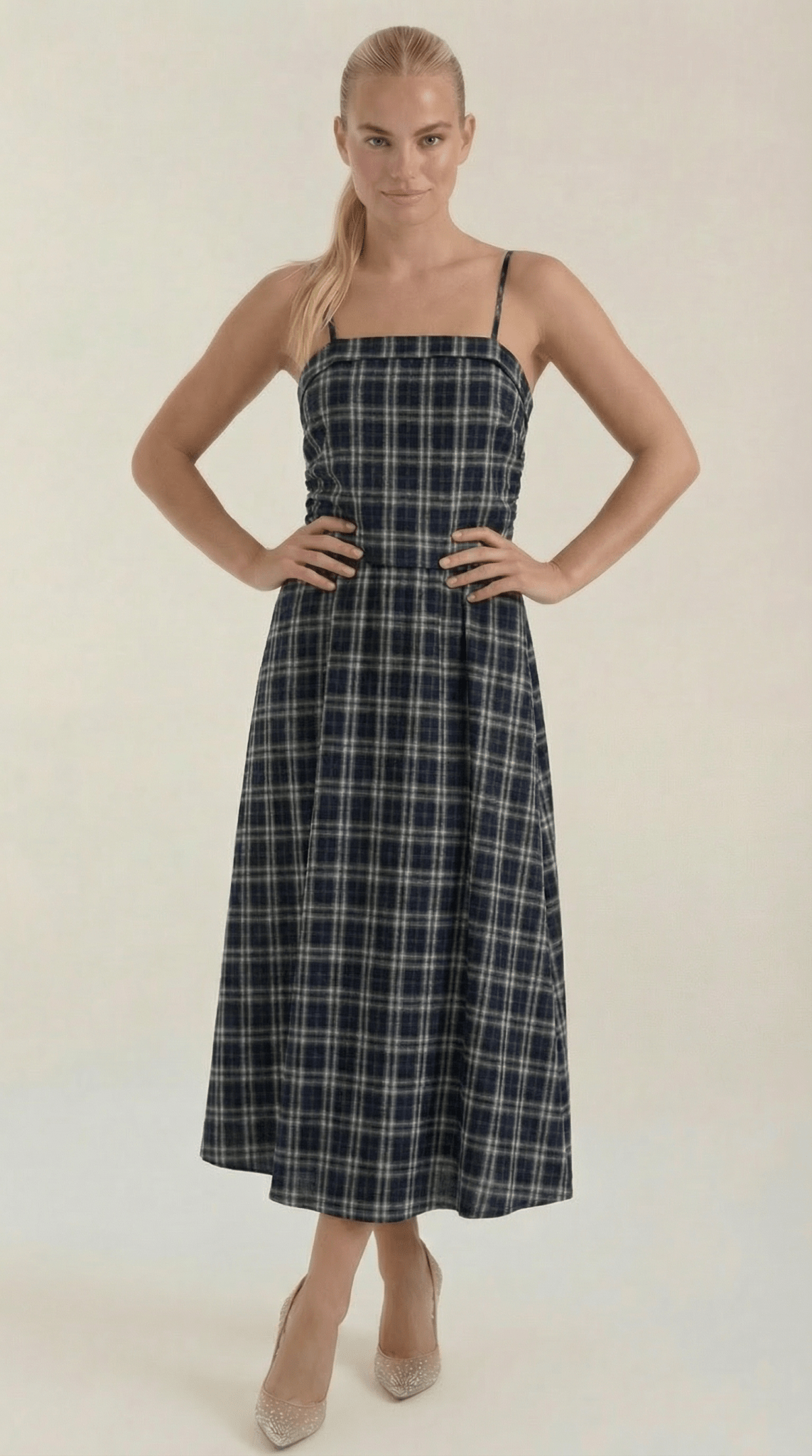 Women's Midi Dress - Square Neckline Sleeveless Loose Fit