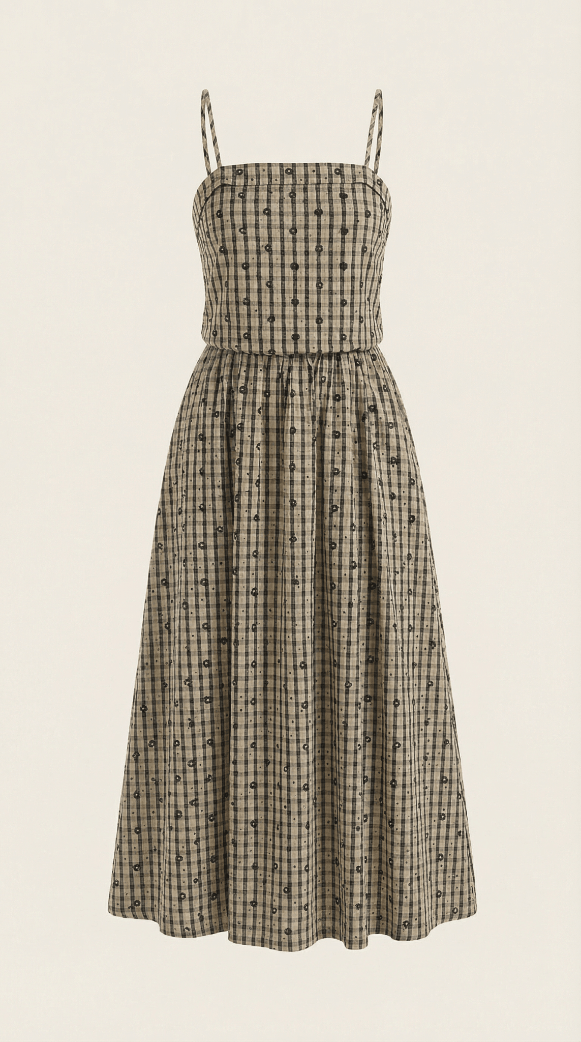 Women's Midi Dress - Square Neckline Sleeveless Loose Fit