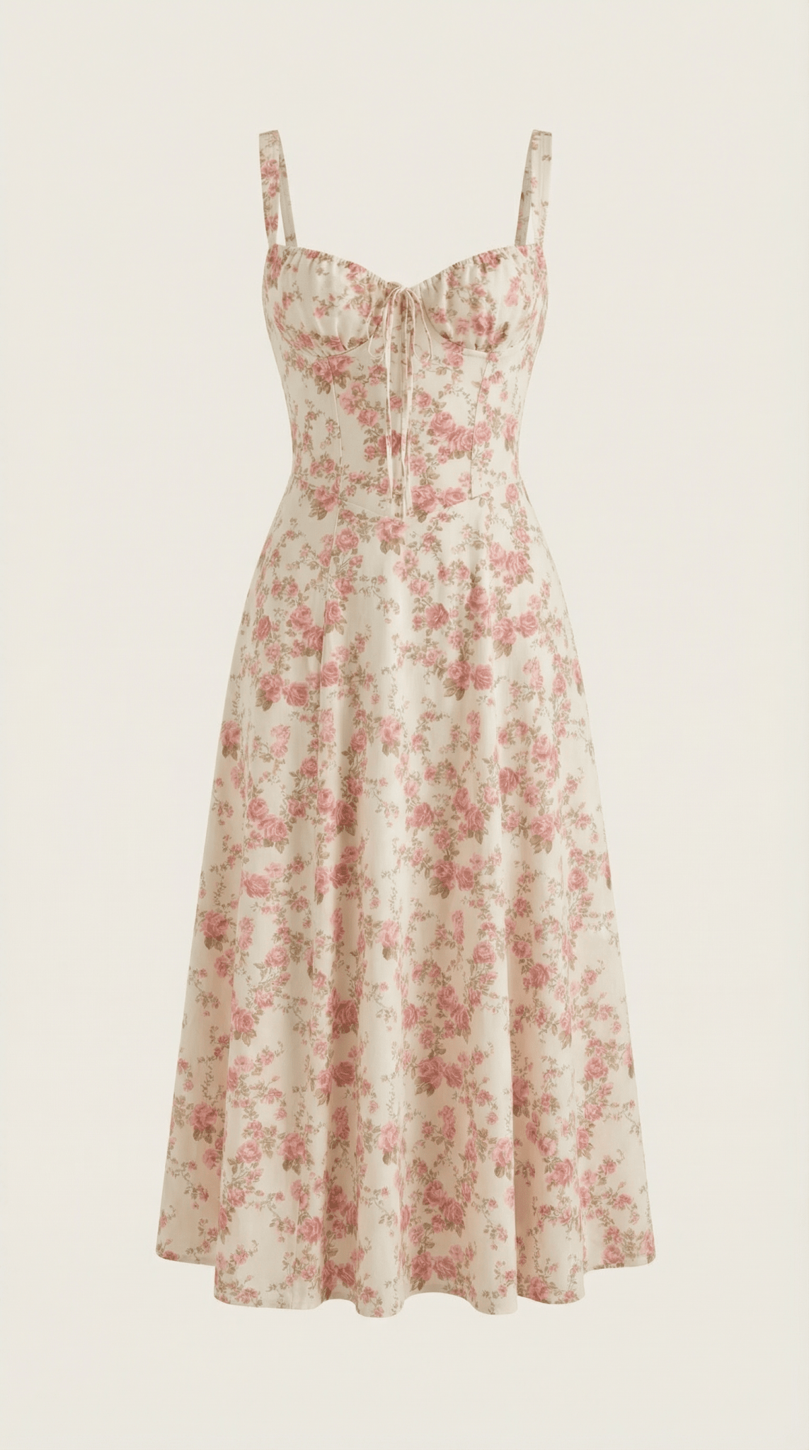 Women's Midi Dress - Sweetheart Neckline Lace-Up Structured Fit