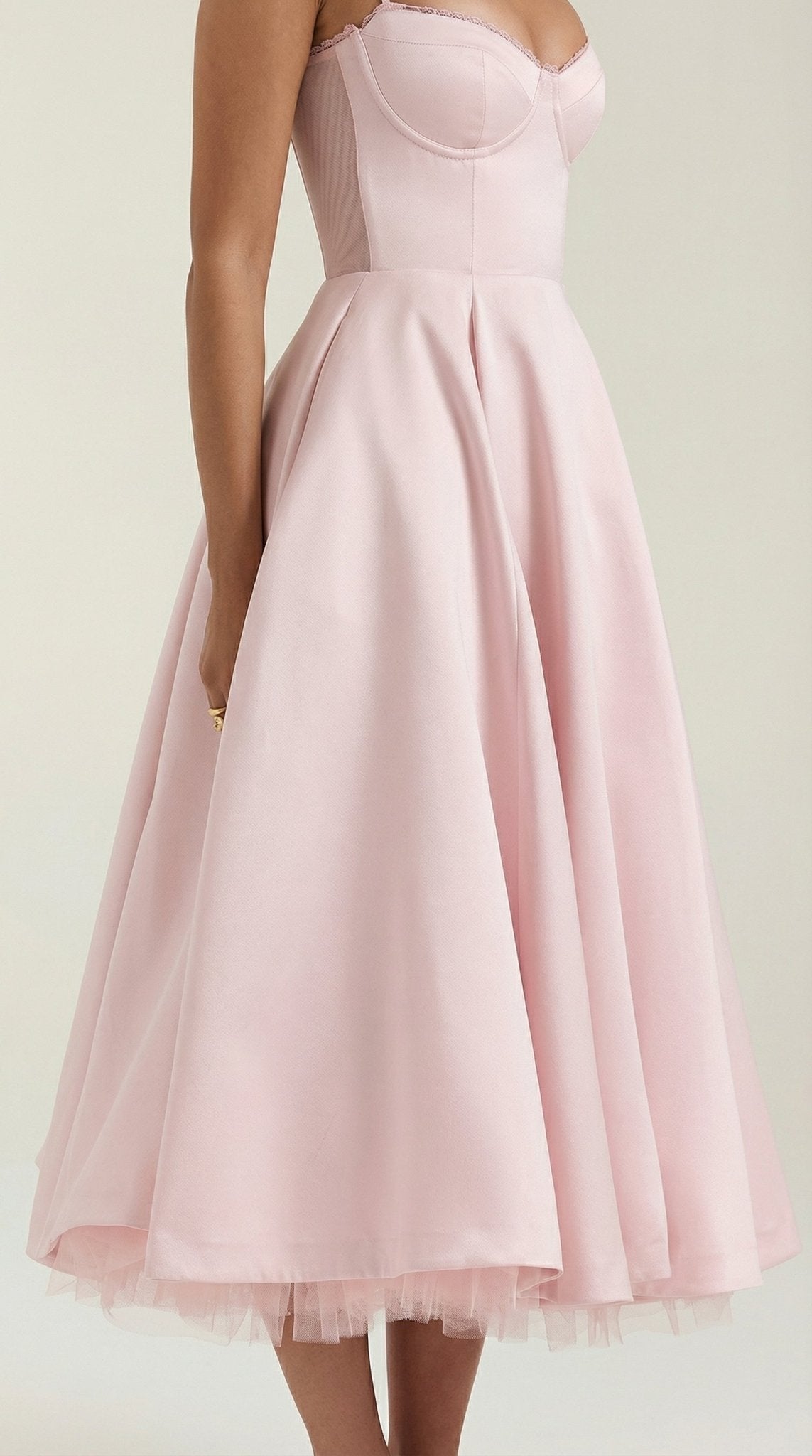Women's Midi Dress - Sweetheart Neckline & Spaghetti Straps