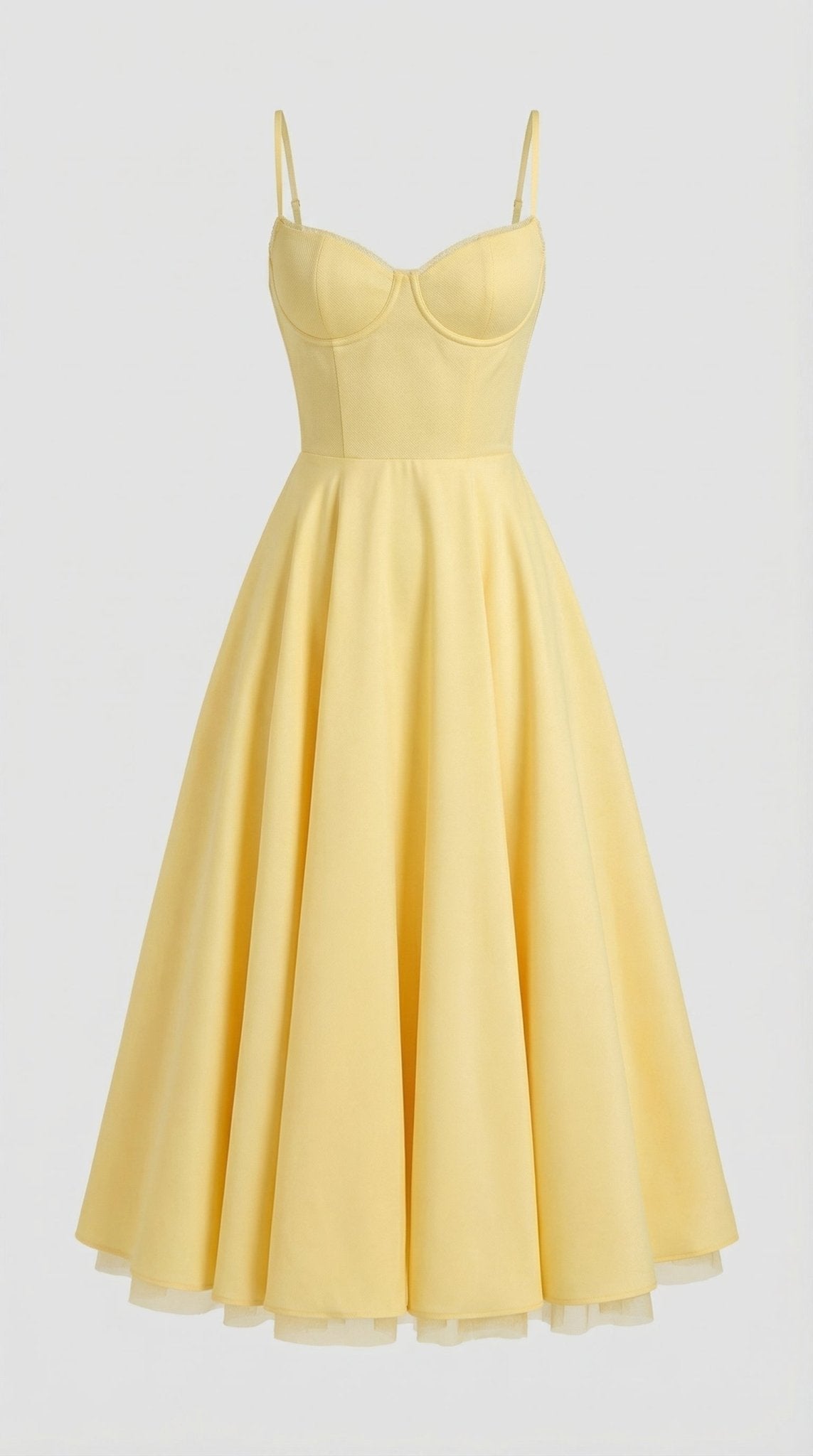 Women's Midi Dress - Sweetheart Neckline & Spaghetti Straps