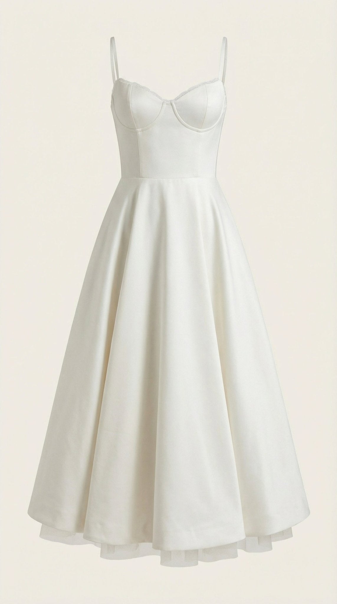 Women's Midi Dress - Sweetheart Neckline & Spaghetti Straps