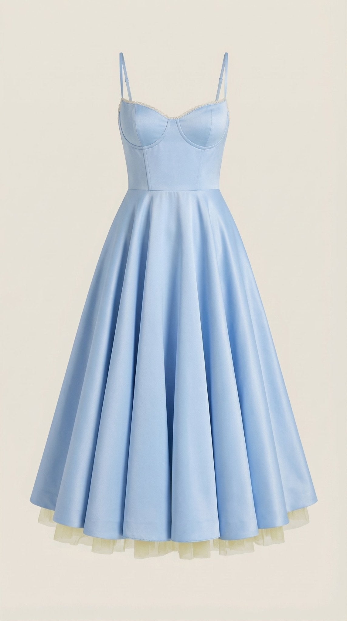 Women's Midi Dress - Sweetheart Neckline & Spaghetti Straps