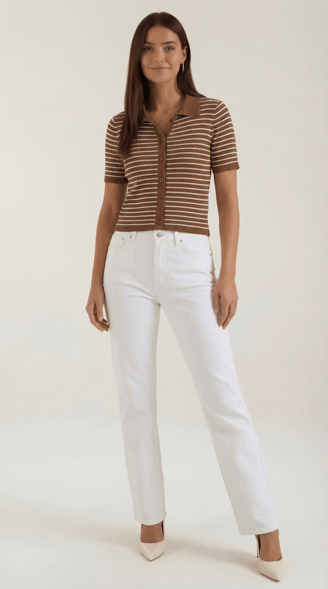 Women's Polo Shirt — Front Button Placket Collar Design