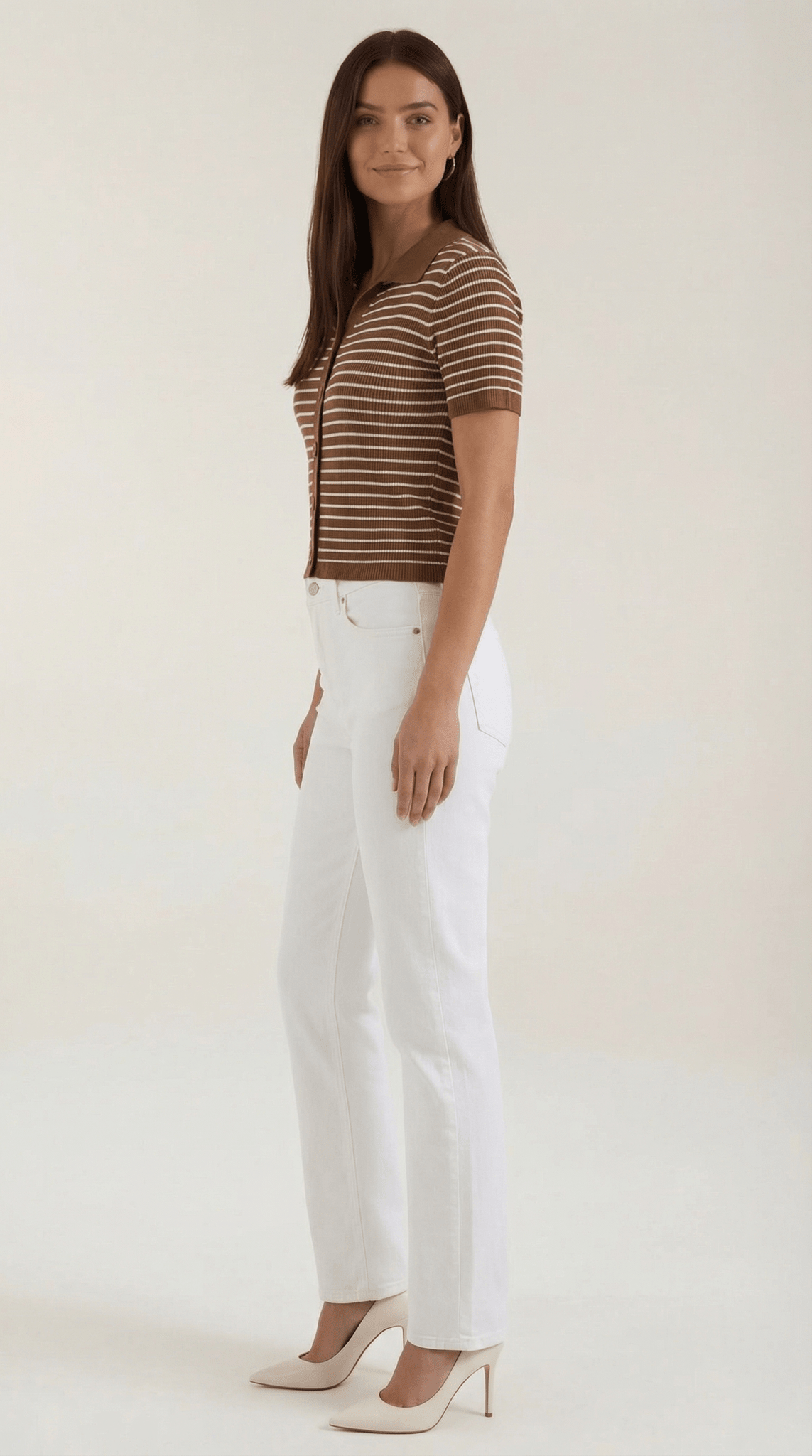 Women's Polo Shirt — Front Button Placket Collar Design