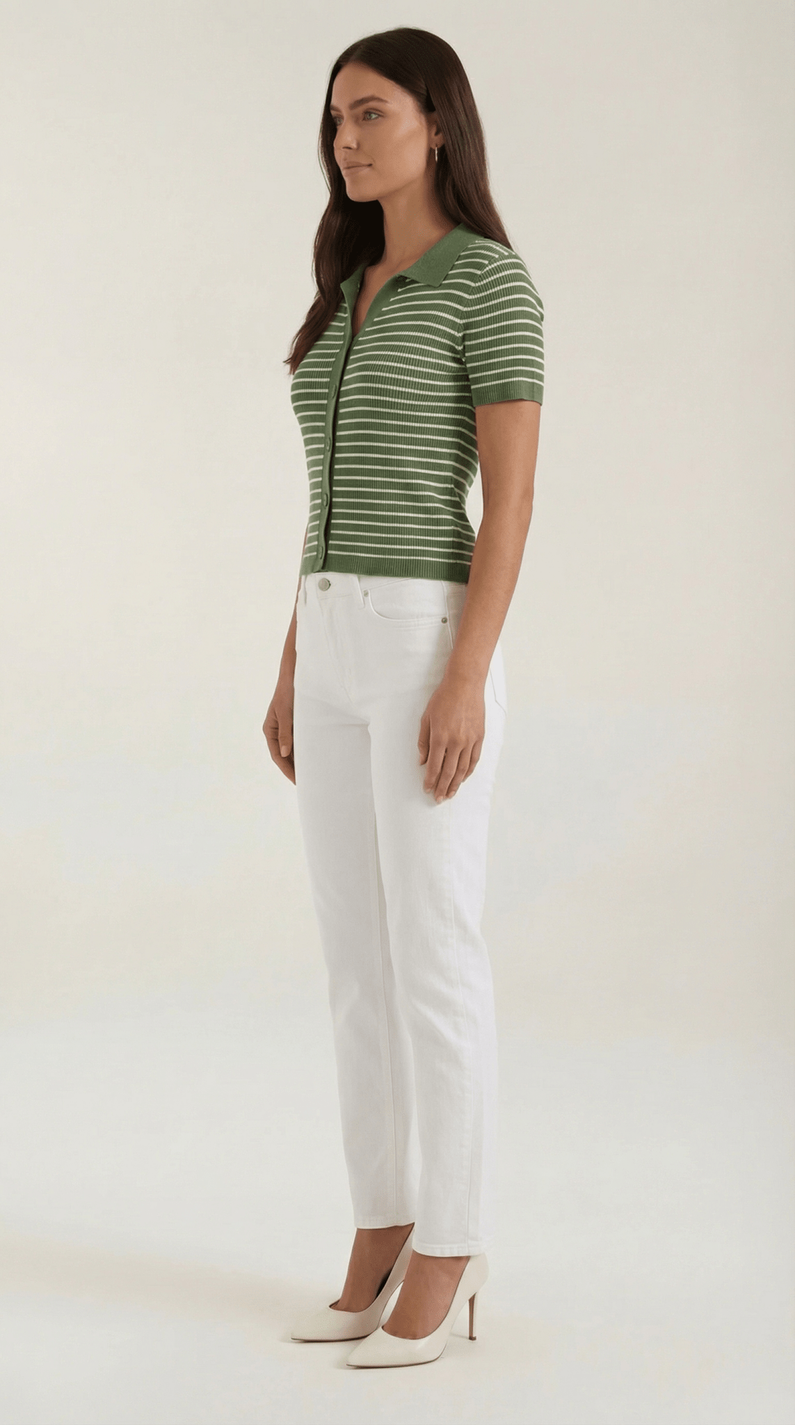 Women's Polo Shirt — Front Button Placket Collar Design