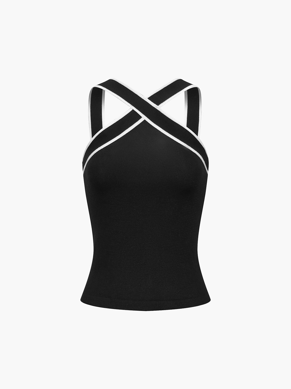 Women's Tank Top — Sleeveless Halter Neck Crossed Strap Design